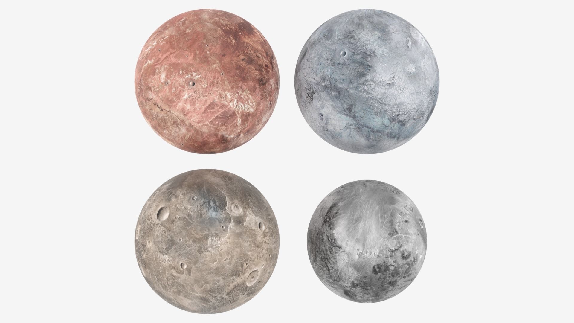 Dwarf Planets Ceres Eris Makemake Haumea Low-poly 3D model_10