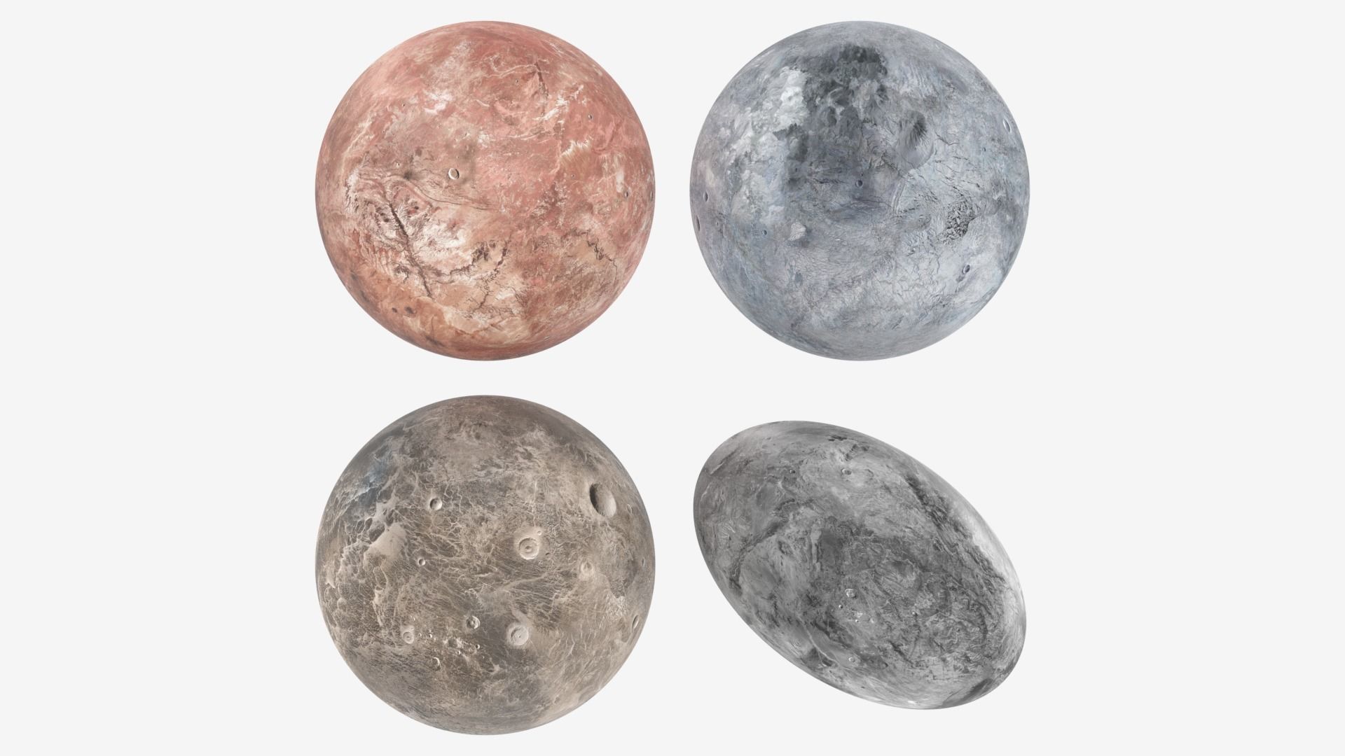 Dwarf Planets Ceres Eris Makemake Haumea Low-poly 3D model_13