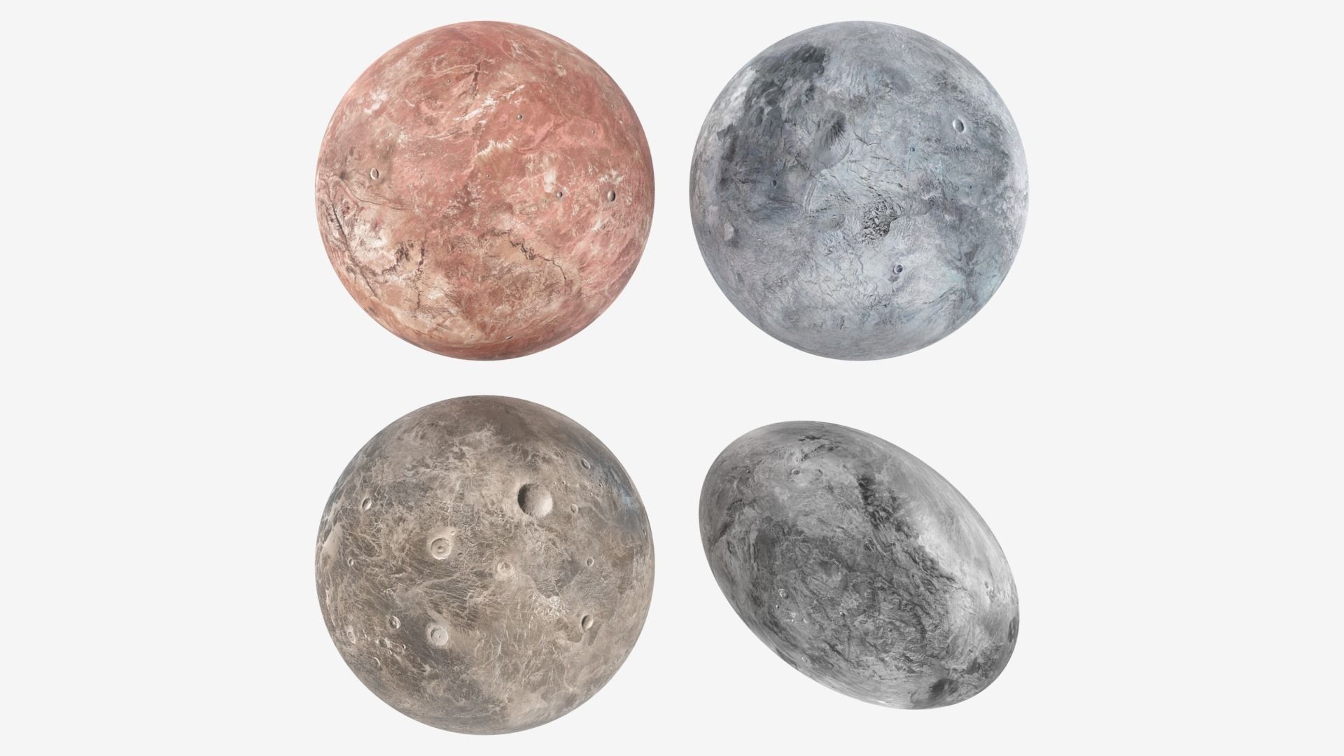 Dwarf Planets Ceres Eris Makemake Haumea Low-poly 3D model_12