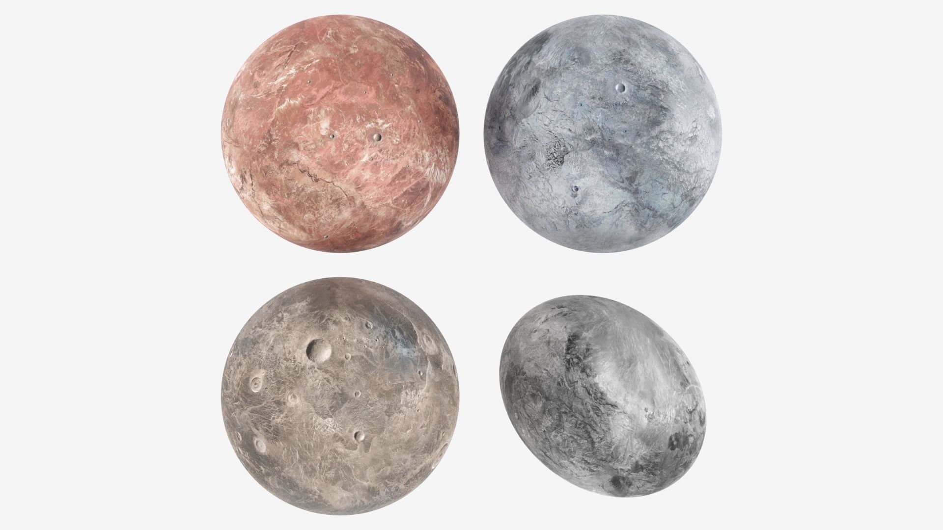 Dwarf Planets Ceres Eris Makemake Haumea Low-poly 3D model_11