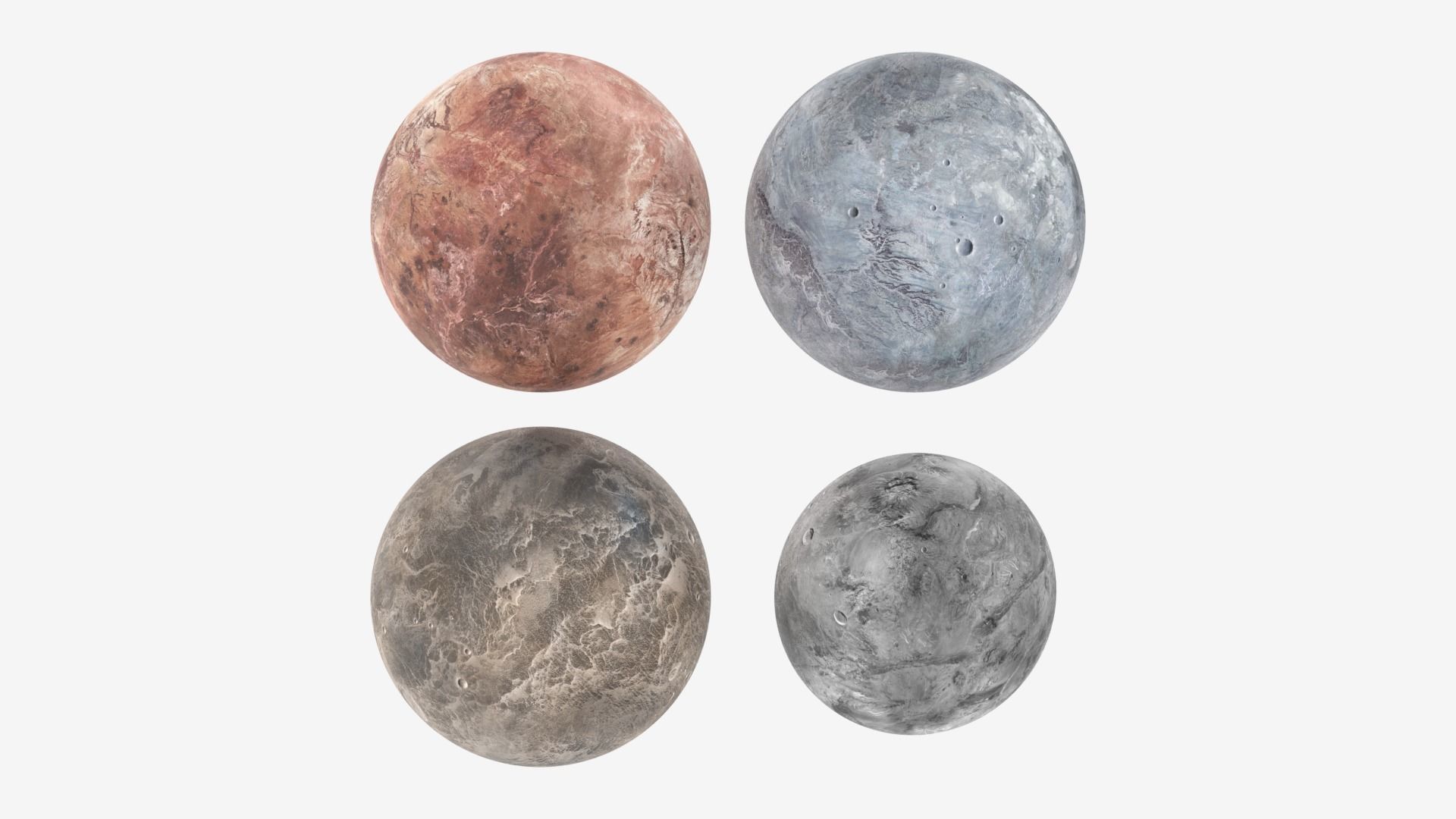 Dwarf Planets Ceres Eris Makemake Haumea Low-poly 3D model_30