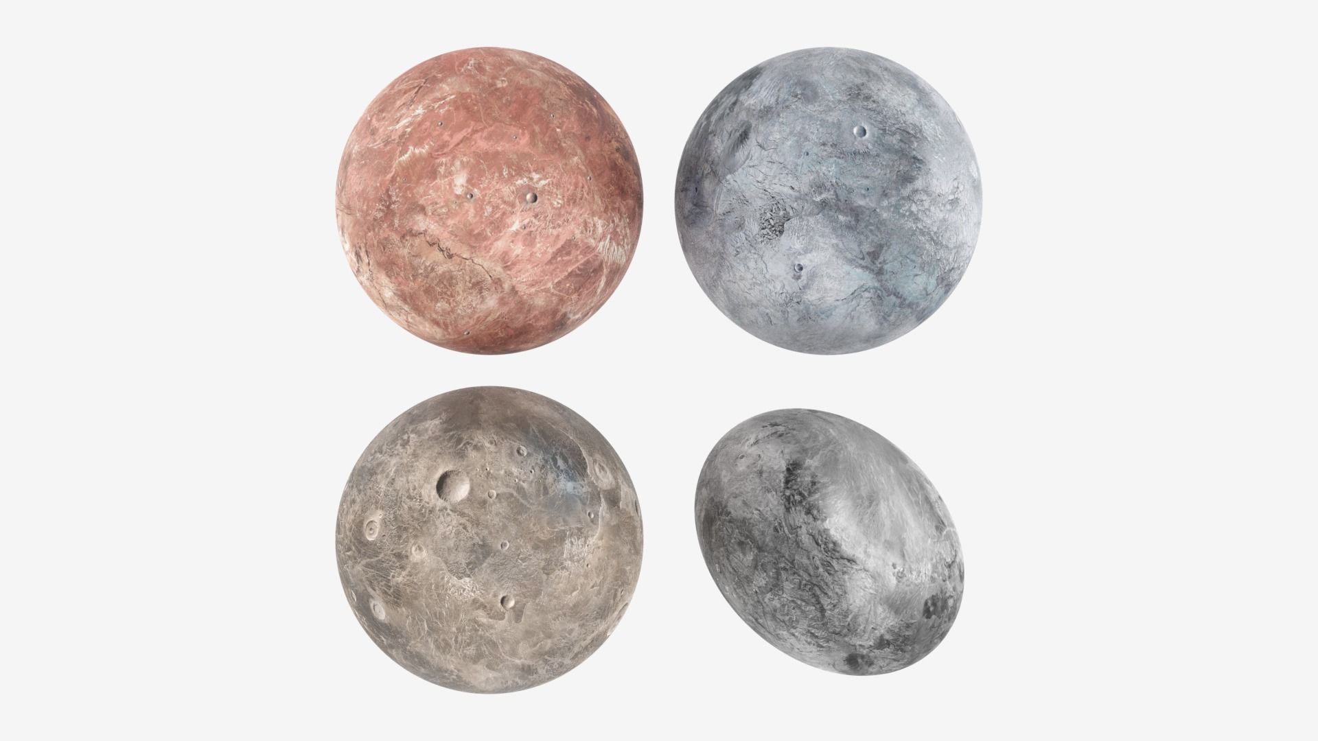 Dwarf Planets Ceres Eris Makemake Haumea Low-poly 3D model_25