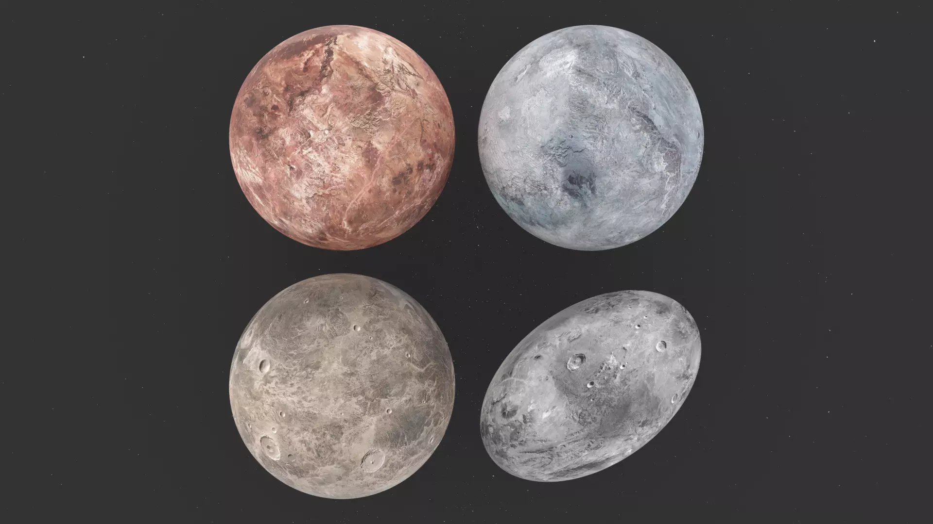 Dwarf Planets Ceres Eris Makemake Haumea Low-poly 3D model_0