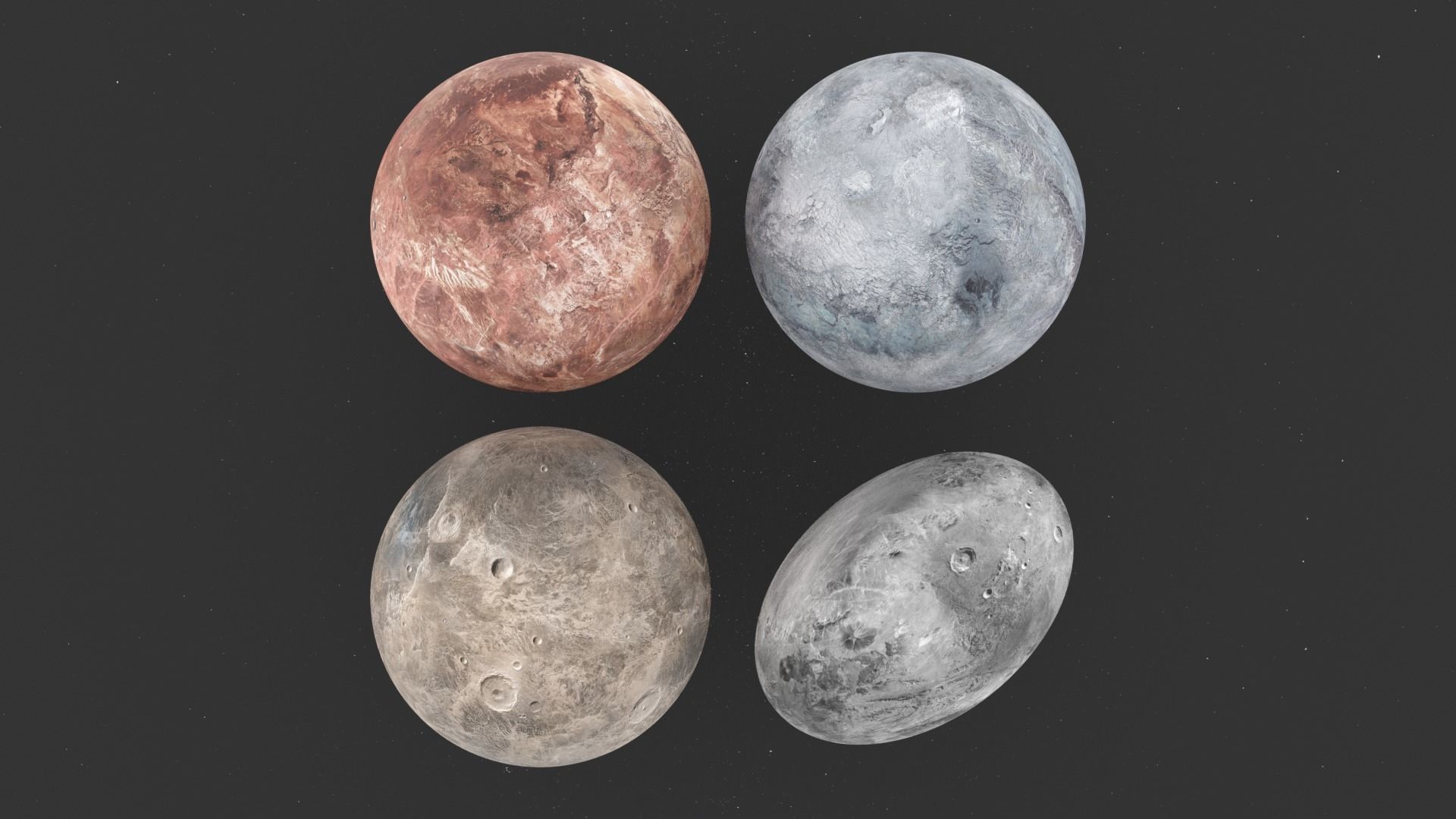 Dwarf Planets Ceres Eris Makemake Haumea Low-poly 3D model_20