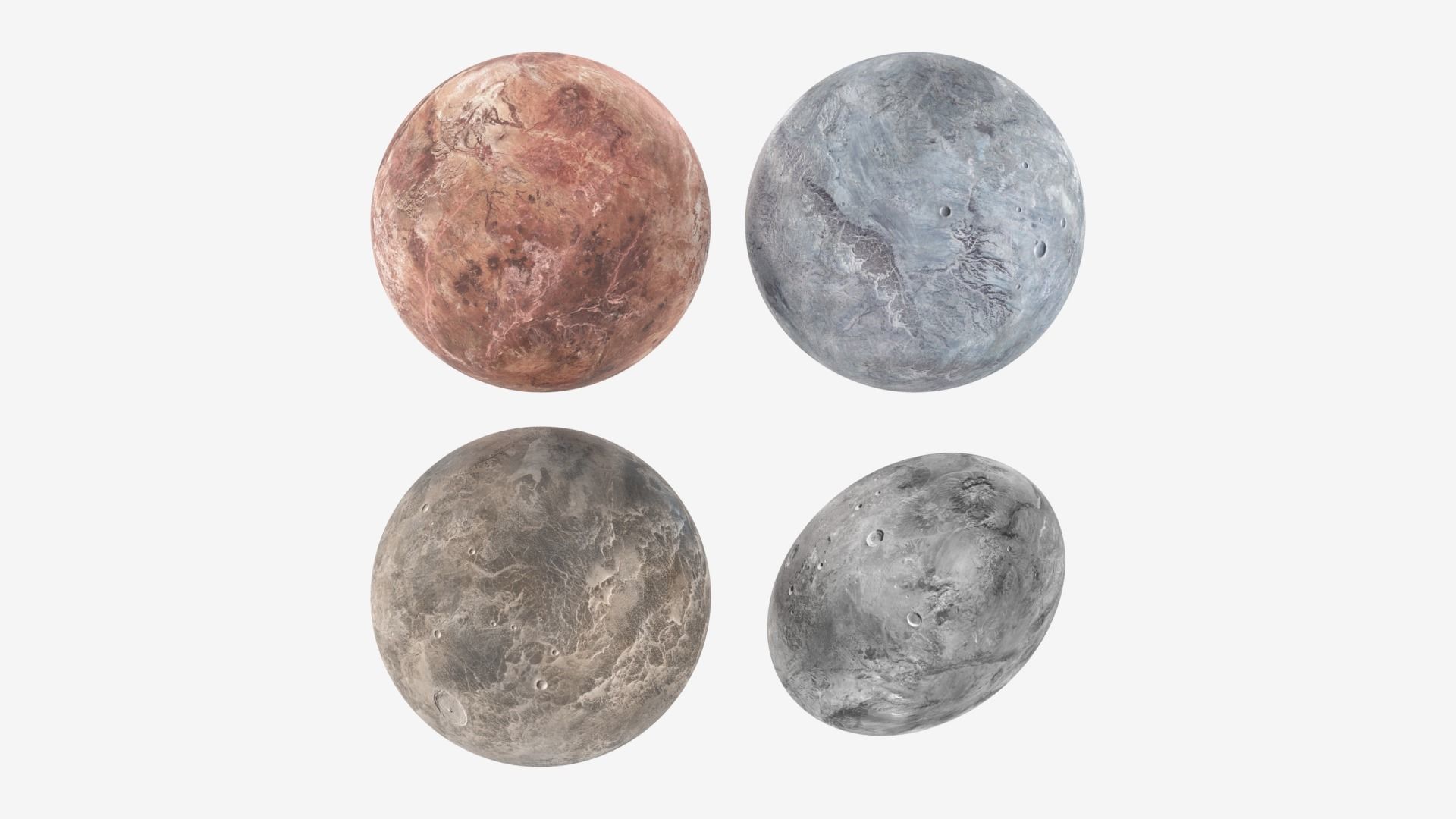 Dwarf Planets Ceres Eris Makemake Haumea Low-poly 3D model_31