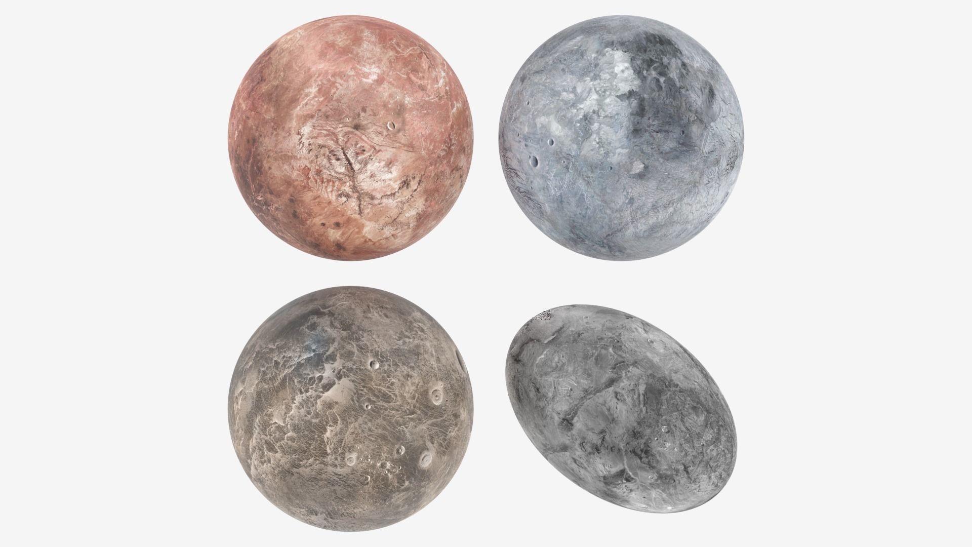 Dwarf Planets Ceres Eris Makemake Haumea Low-poly 3D model_14