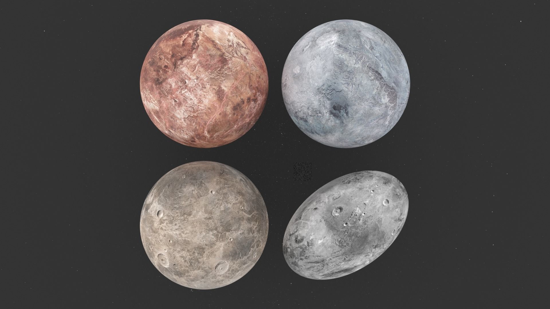 Dwarf Planets Ceres Eris Makemake Haumea Low-poly 3D model_19