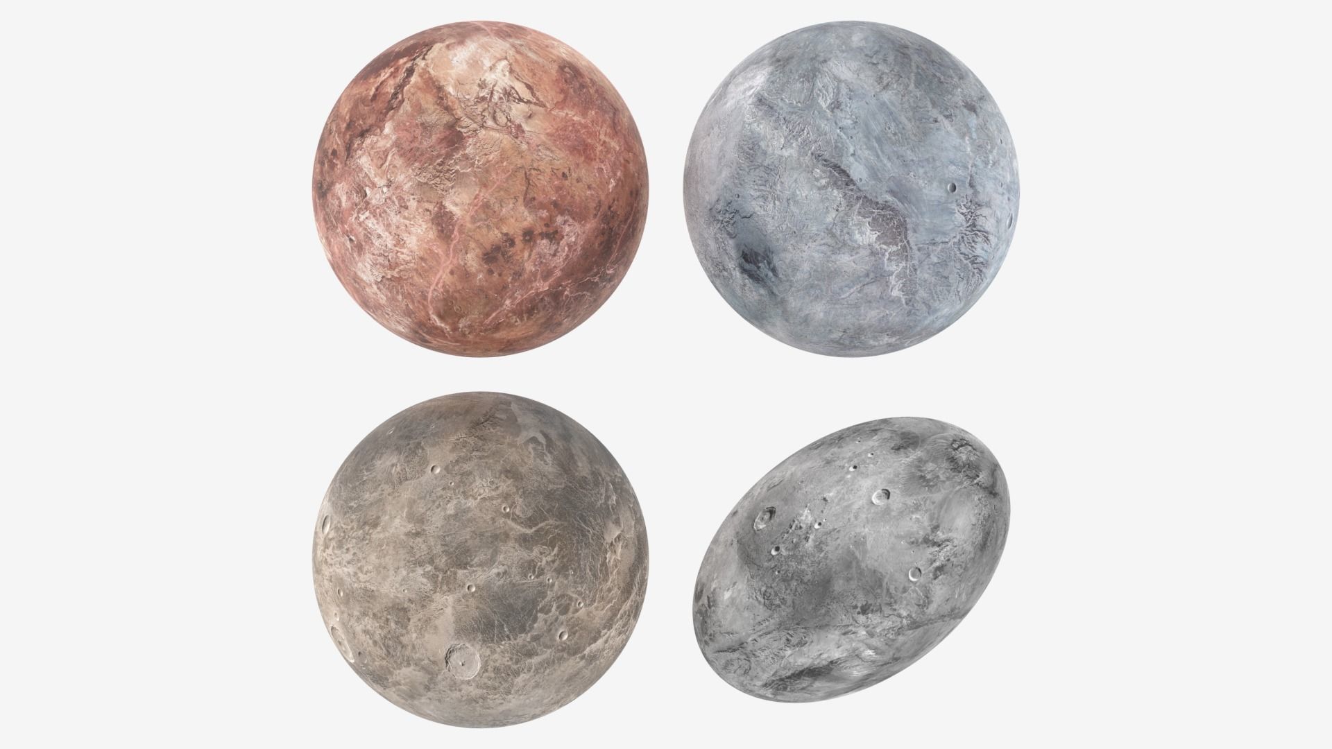 Dwarf Planets Ceres Eris Makemake Haumea Low-poly 3D model_18