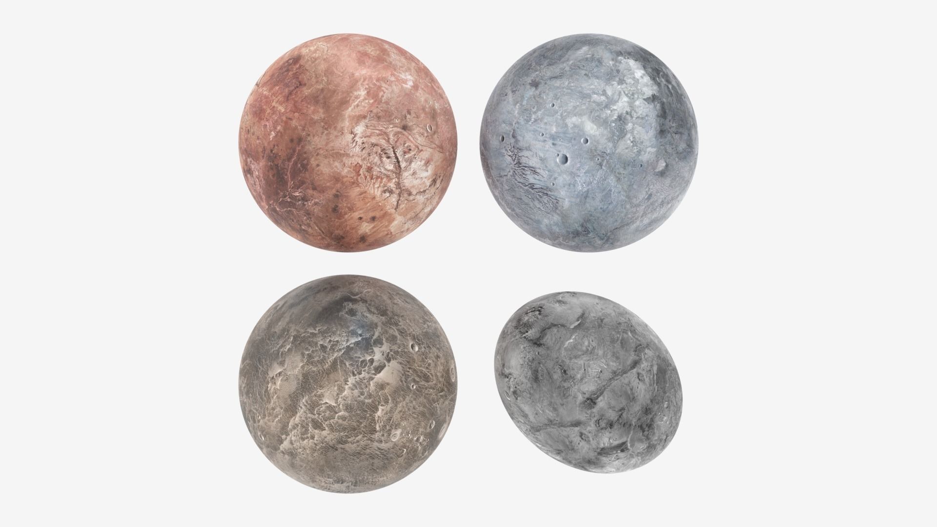 Dwarf Planets Ceres Eris Makemake Haumea Low-poly 3D model_29