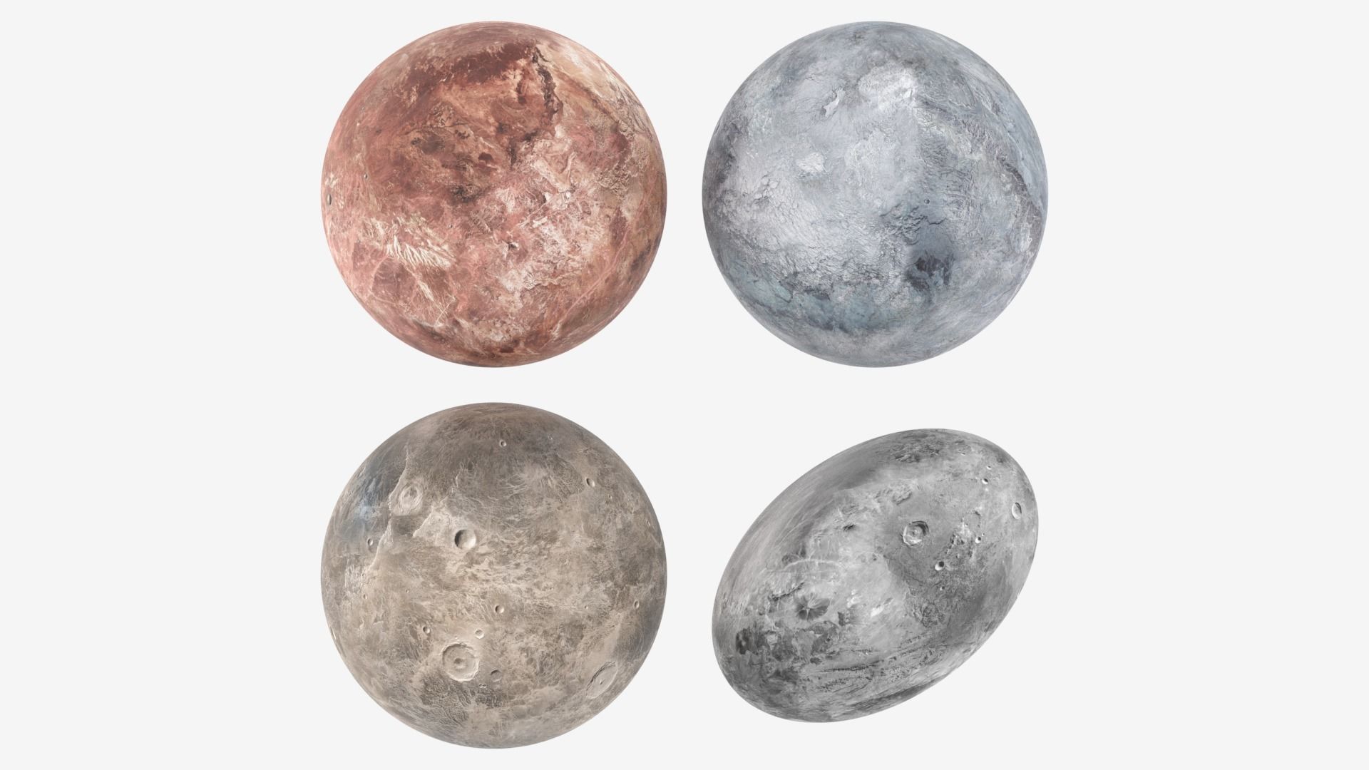 Dwarf Planets Ceres Eris Makemake Haumea Low-poly 3D model_8