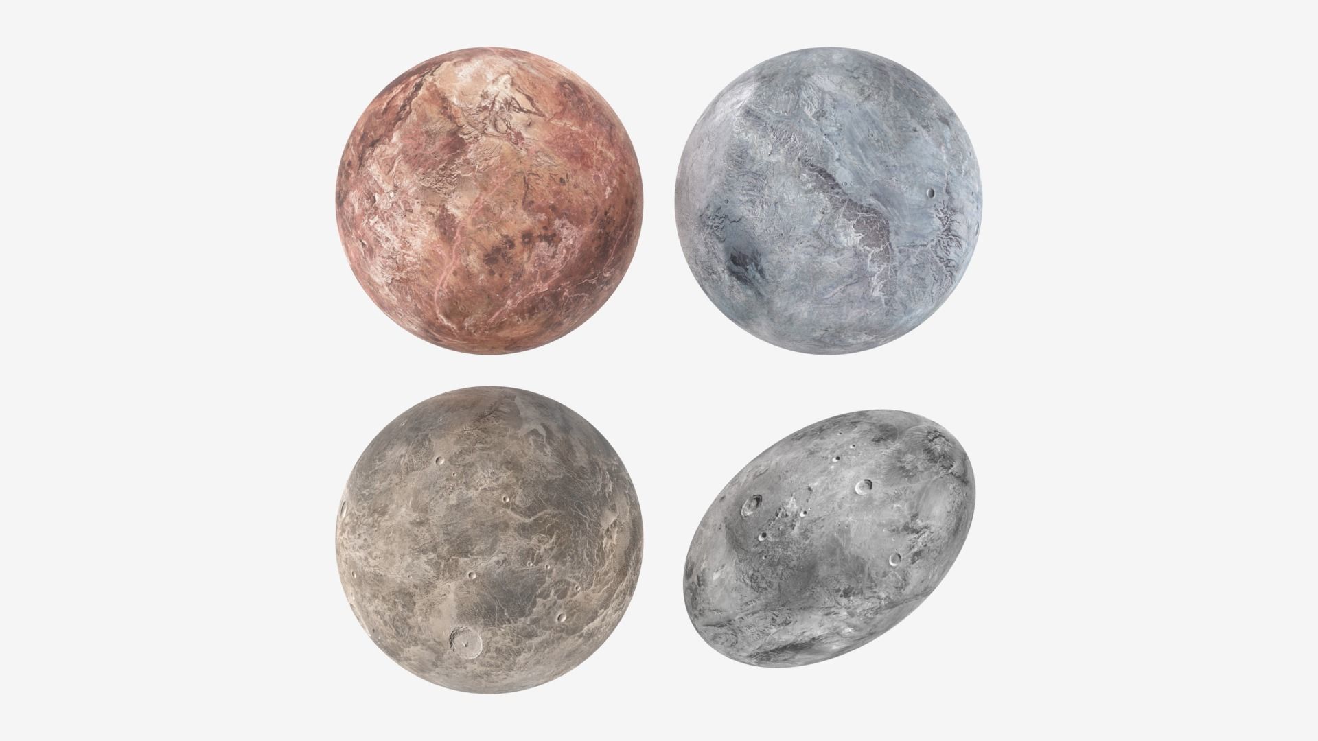 Dwarf Planets Ceres Eris Makemake Haumea Low-poly 3D model_32