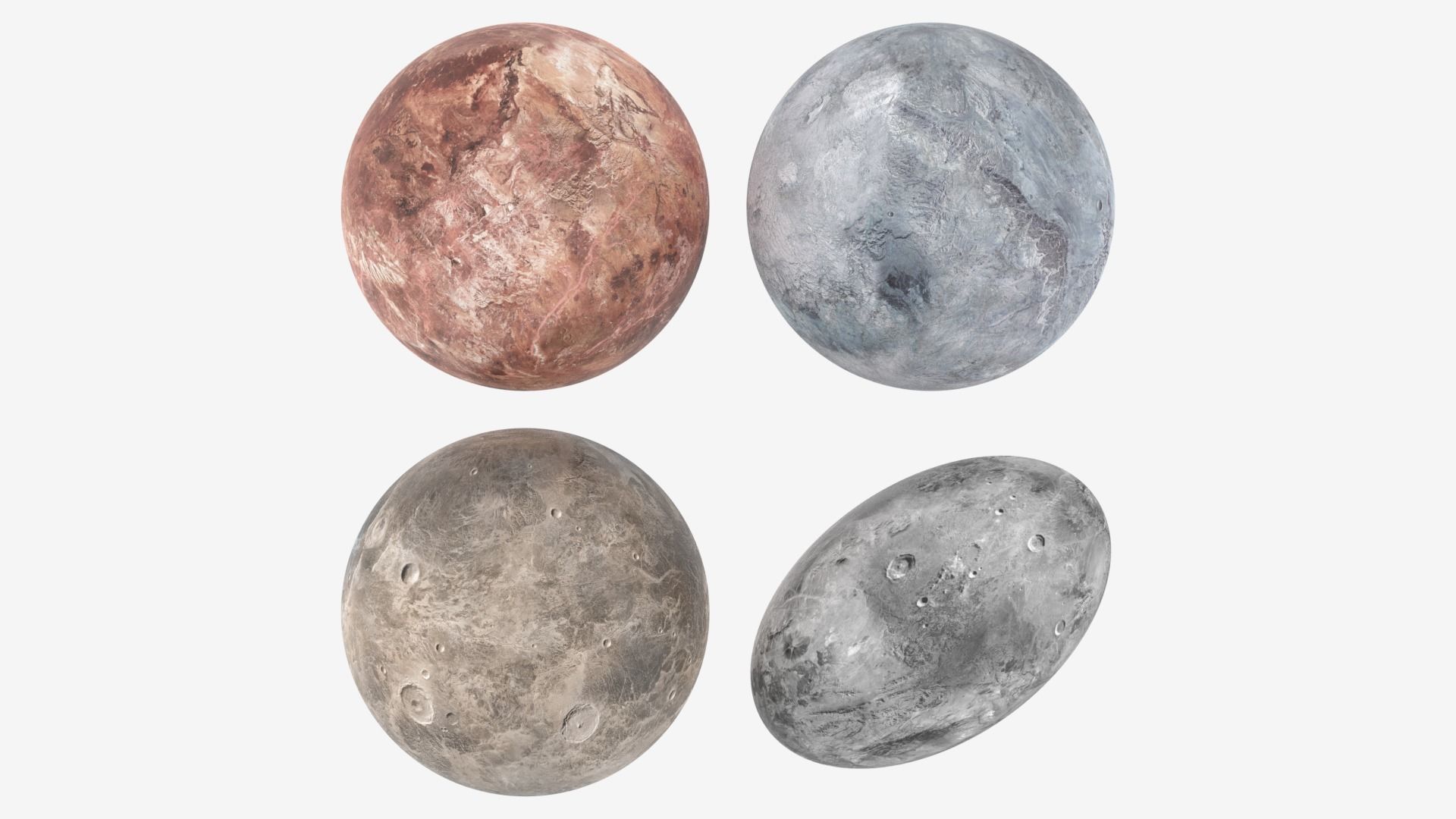 Dwarf Planets Ceres Eris Makemake Haumea Low-poly 3D model_7