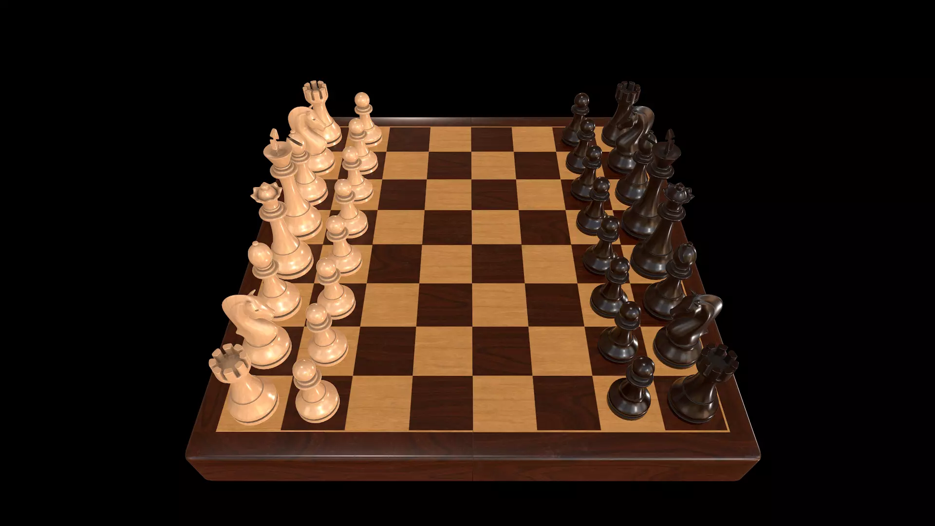 Checkers - Chess set pieces and box board Low-poly 3D model_0