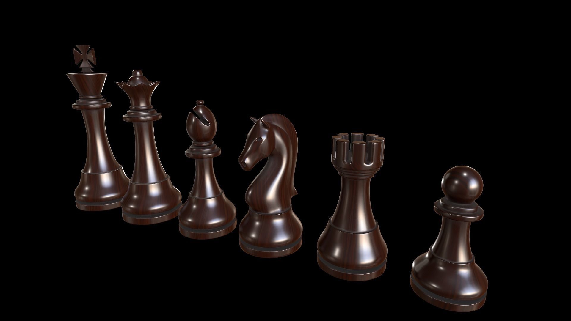 Checkers - Chess set pieces and box board Low-poly 3D model_4