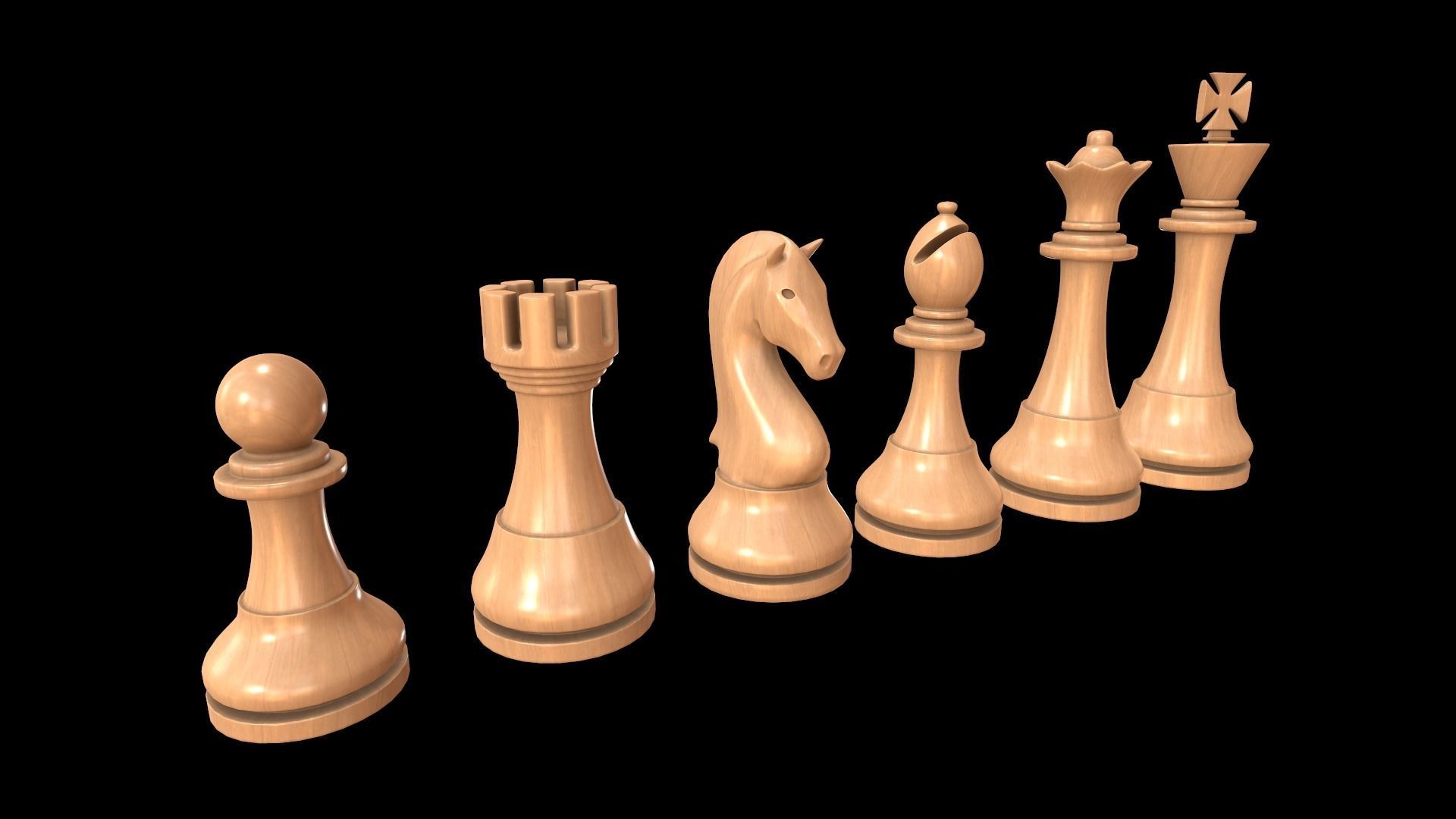Checkers - Chess set pieces and box board Low-poly 3D model_3
