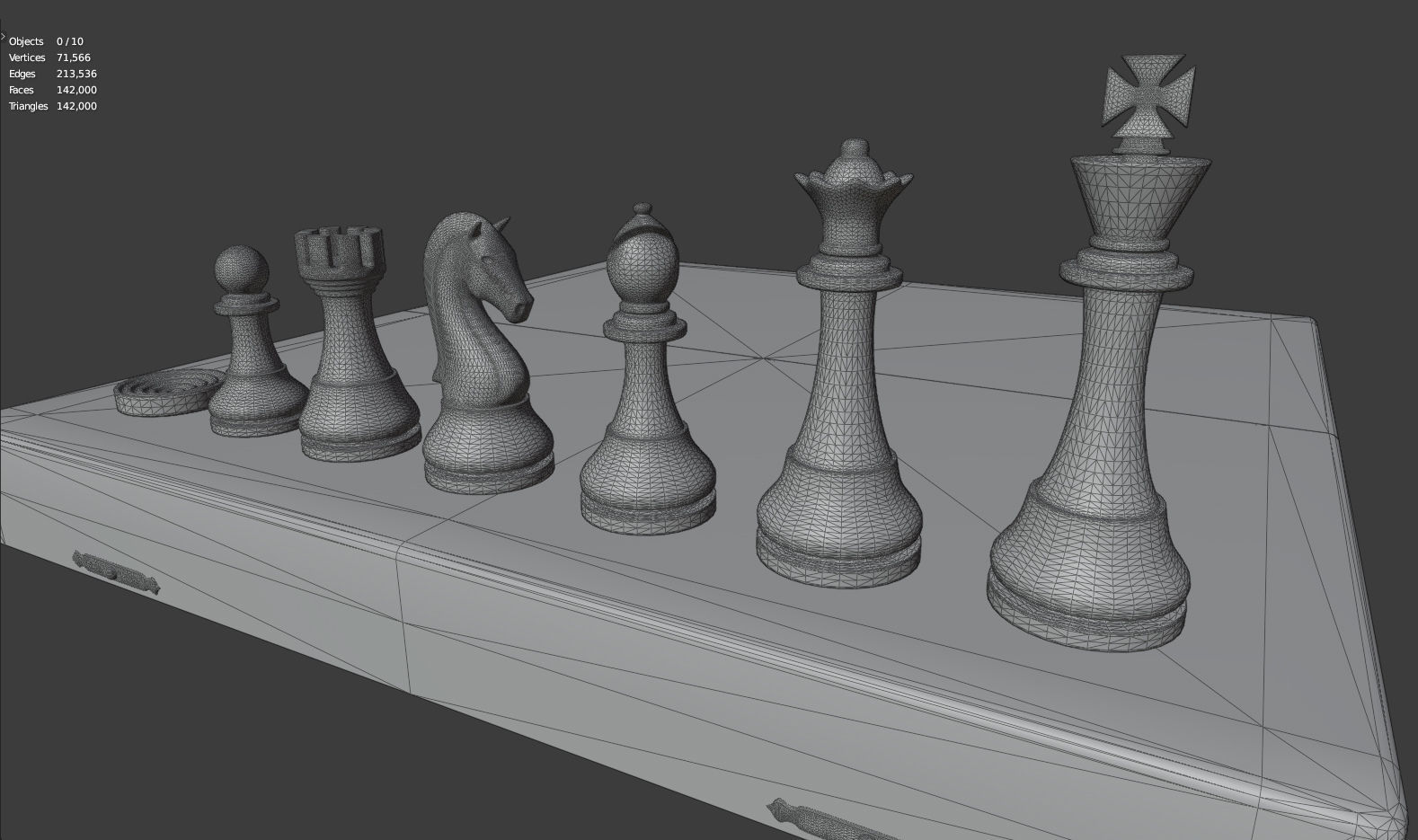 Checkers - Chess set pieces and box board Low-poly 3D model_10