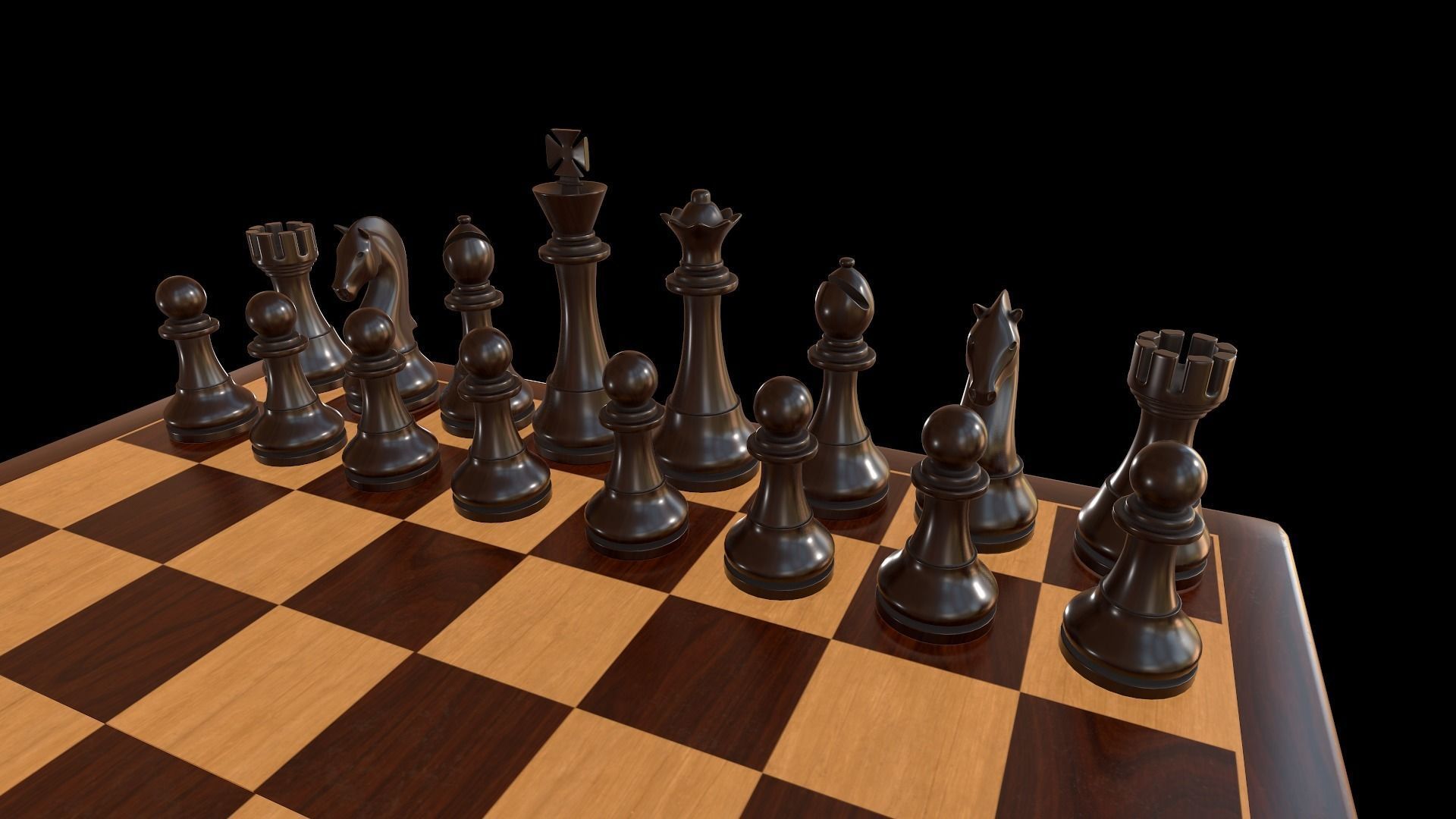 Checkers - Chess set pieces and box board Low-poly 3D model_2
