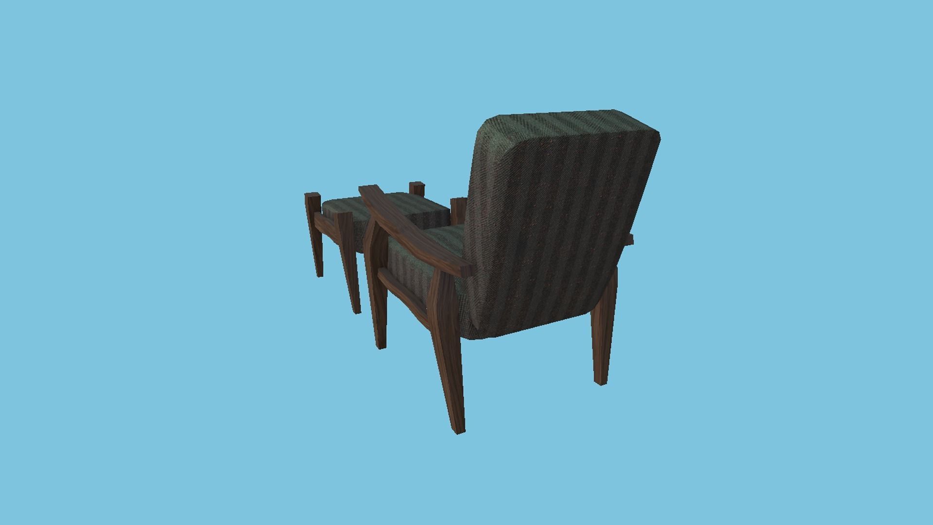 Black Stripes Armchair - Furniture Interior Design Low-poly 3D model_3