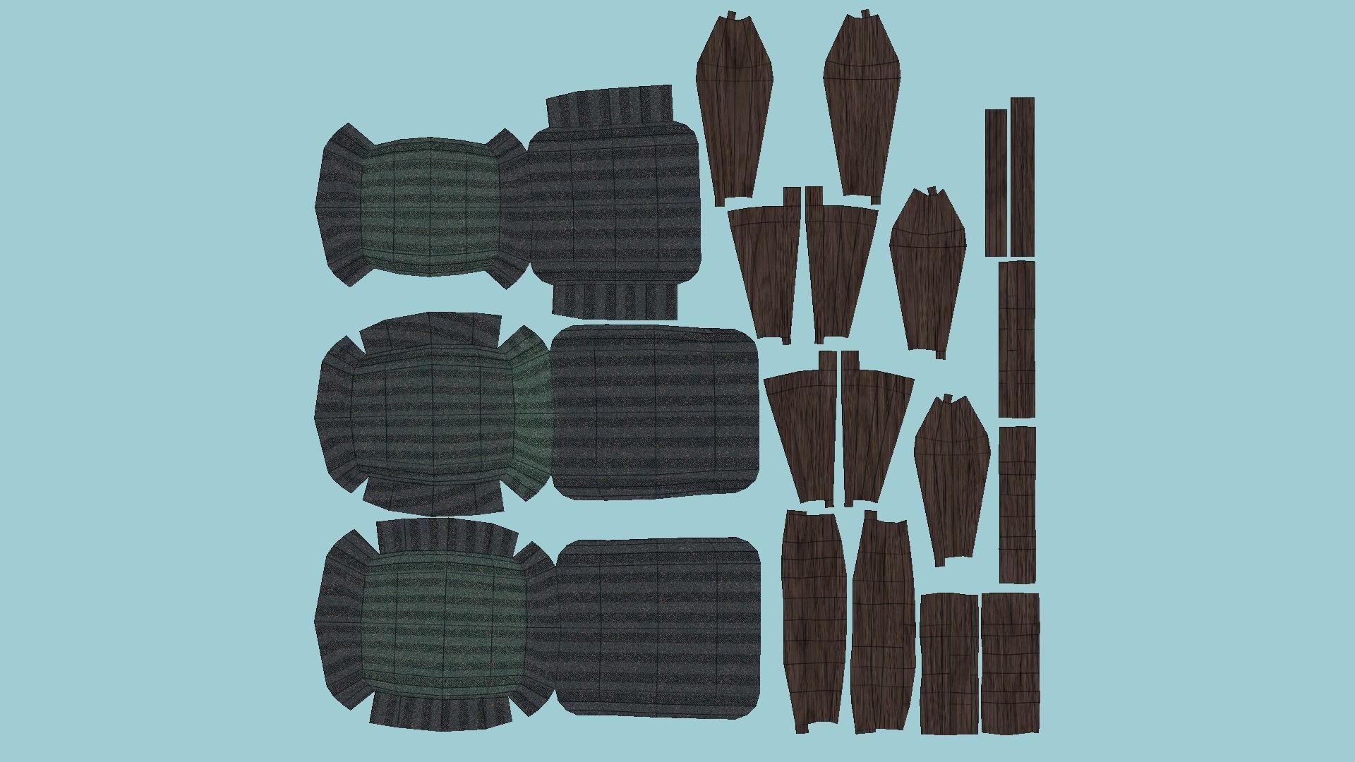 Black Stripes Armchair - Furniture Interior Design Low-poly 3D model_5