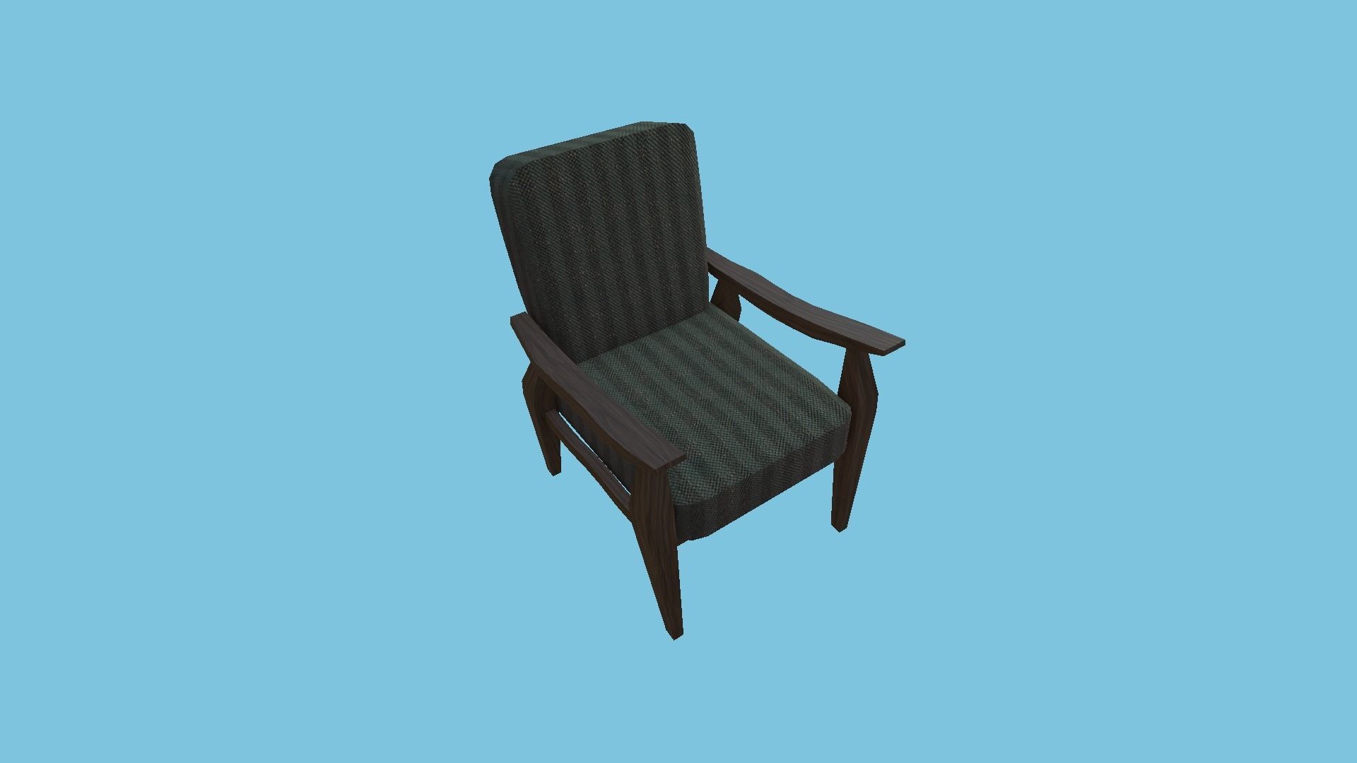 Black Stripes Armchair - Furniture Interior Design Low-poly 3D model_4