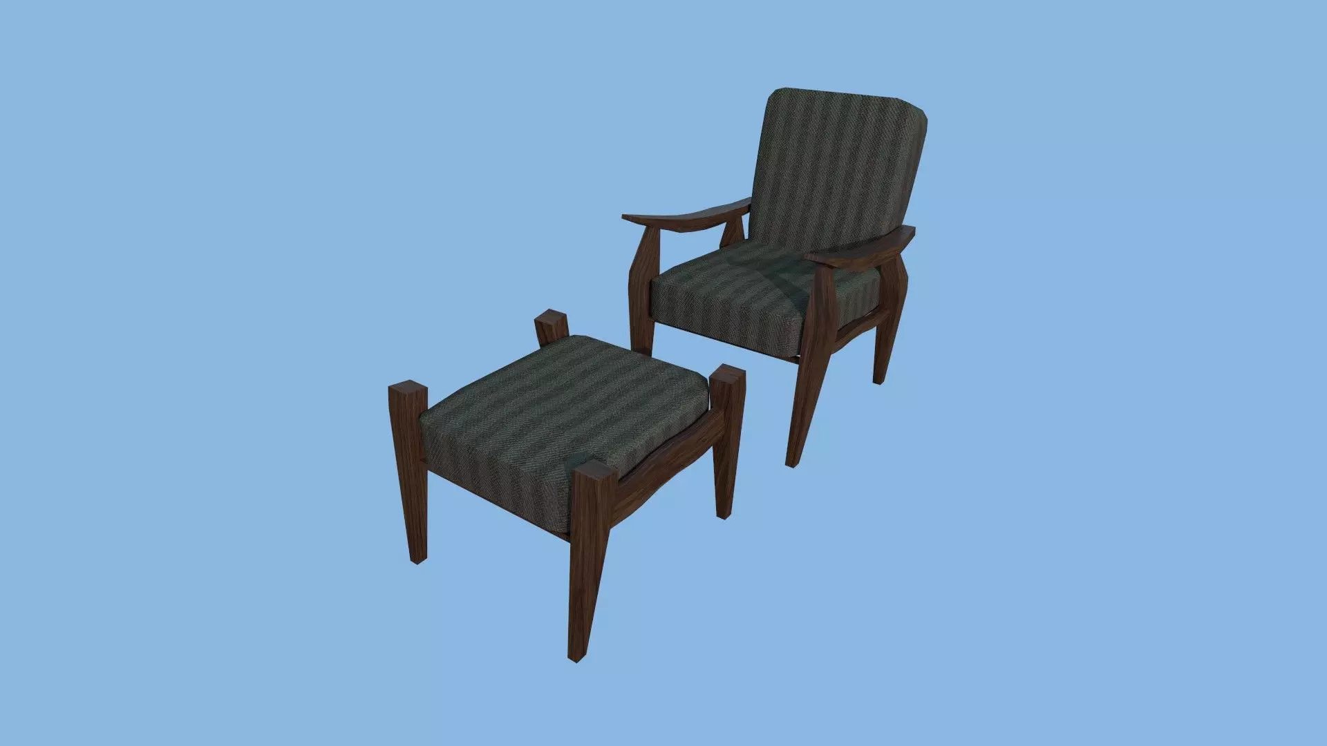Black Stripes Armchair - Furniture Interior Design Low-poly 3D model_0