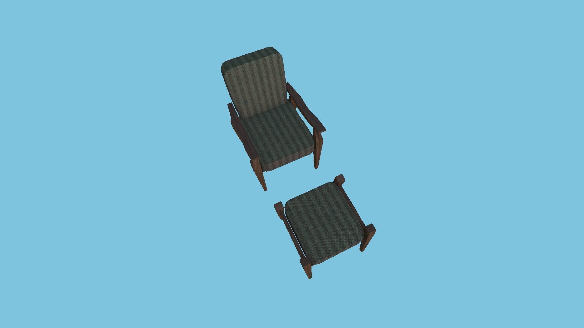 Black Stripes Armchair - Furniture Interior Design Low-poly 3D model_2