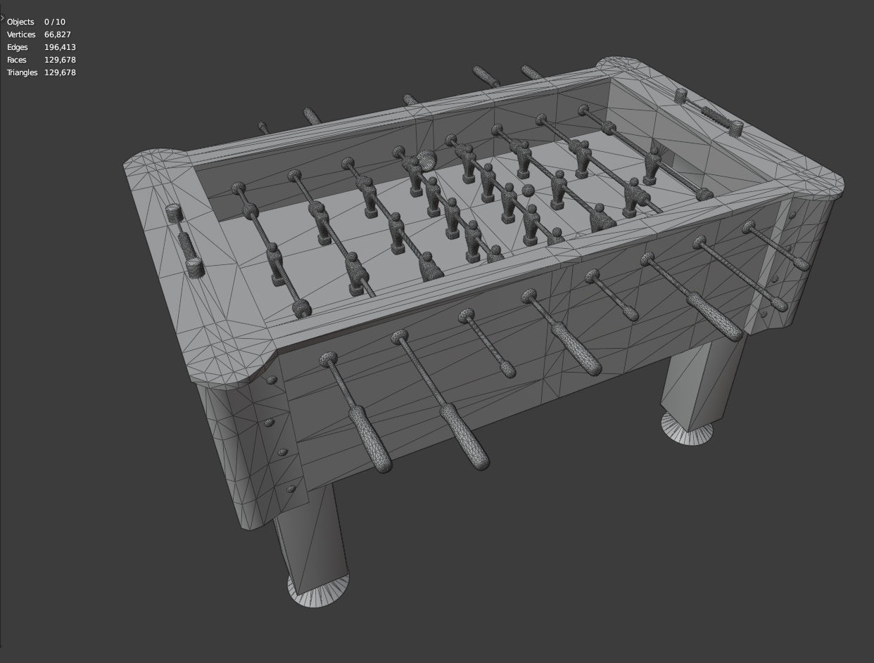 Foosball game table Low-poly 3D model_9