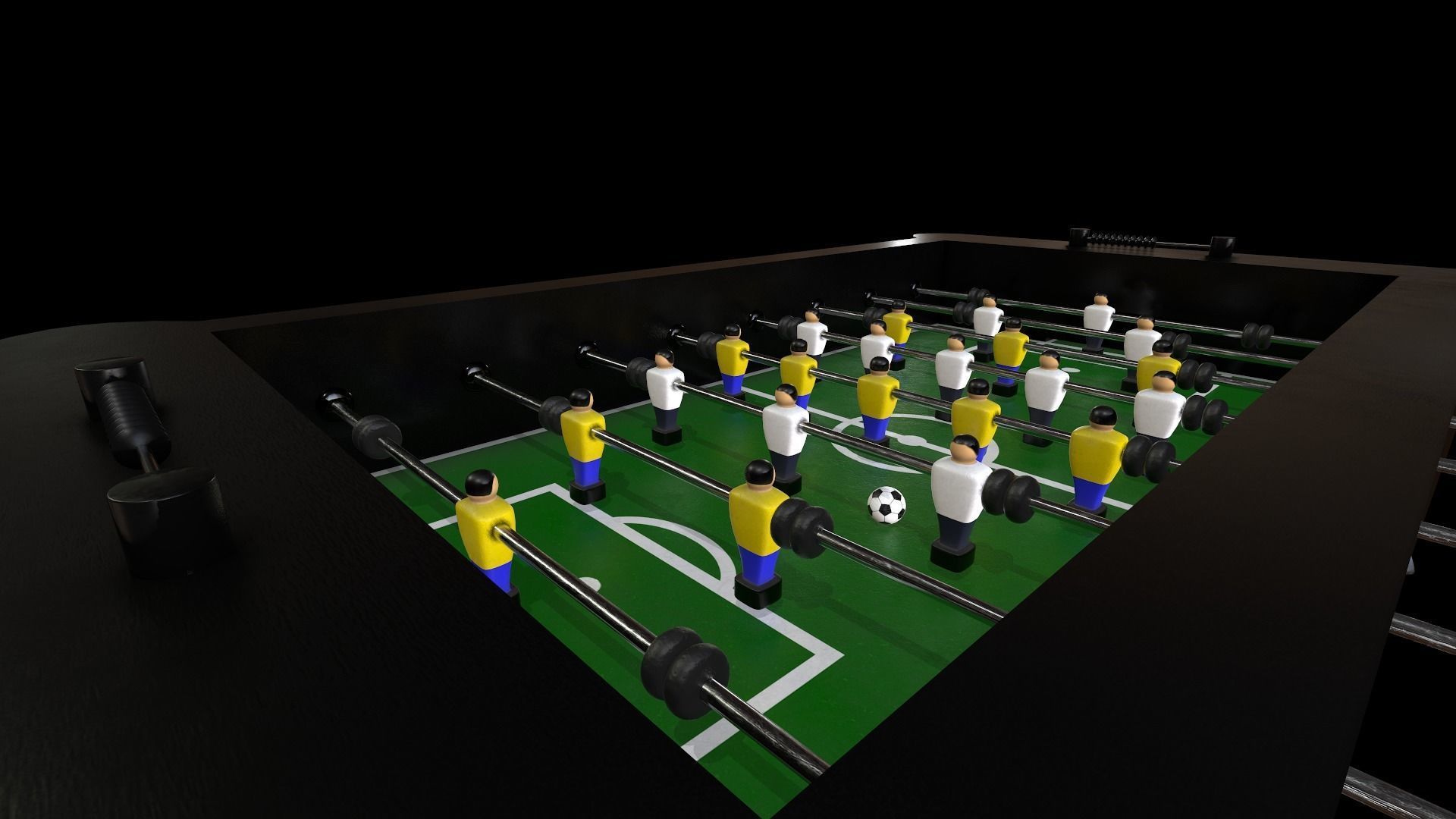 Foosball game table Low-poly 3D model_1
