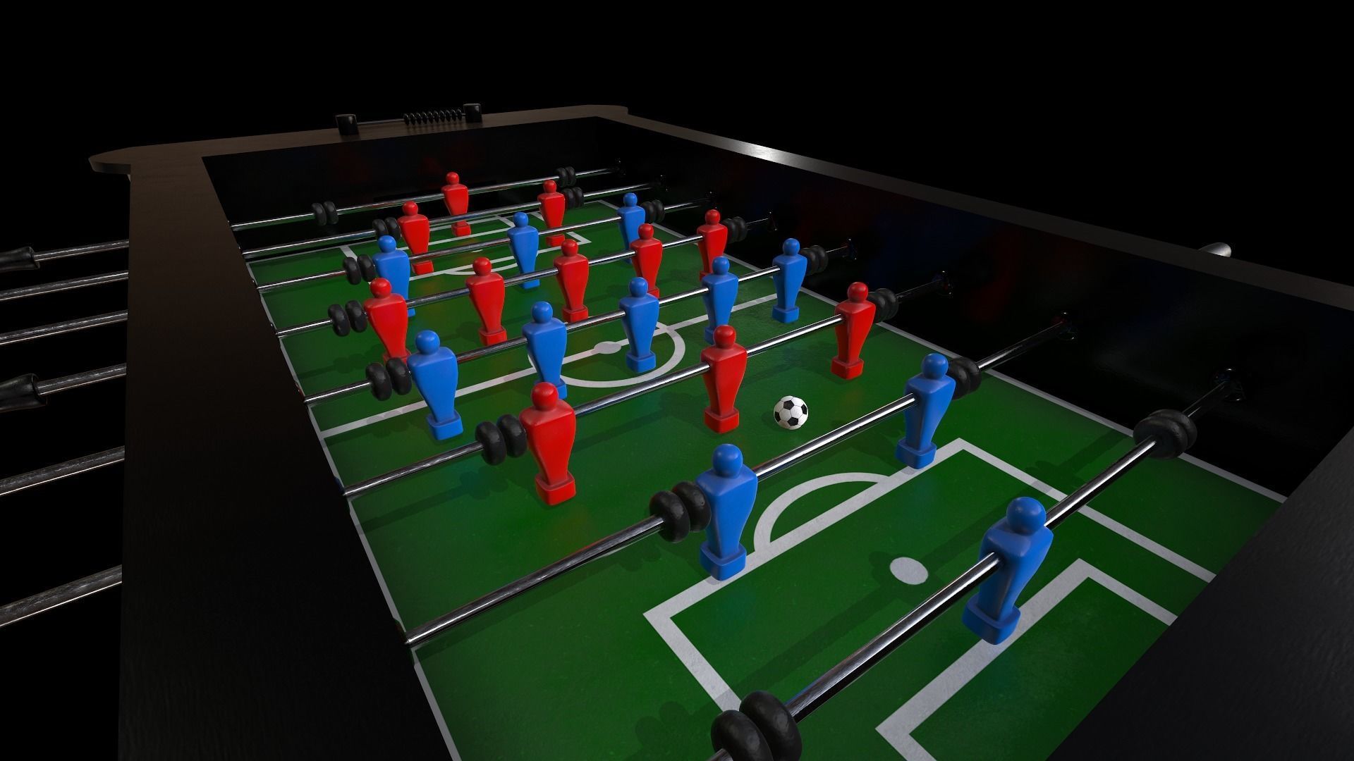 Foosball game table Low-poly 3D model_2