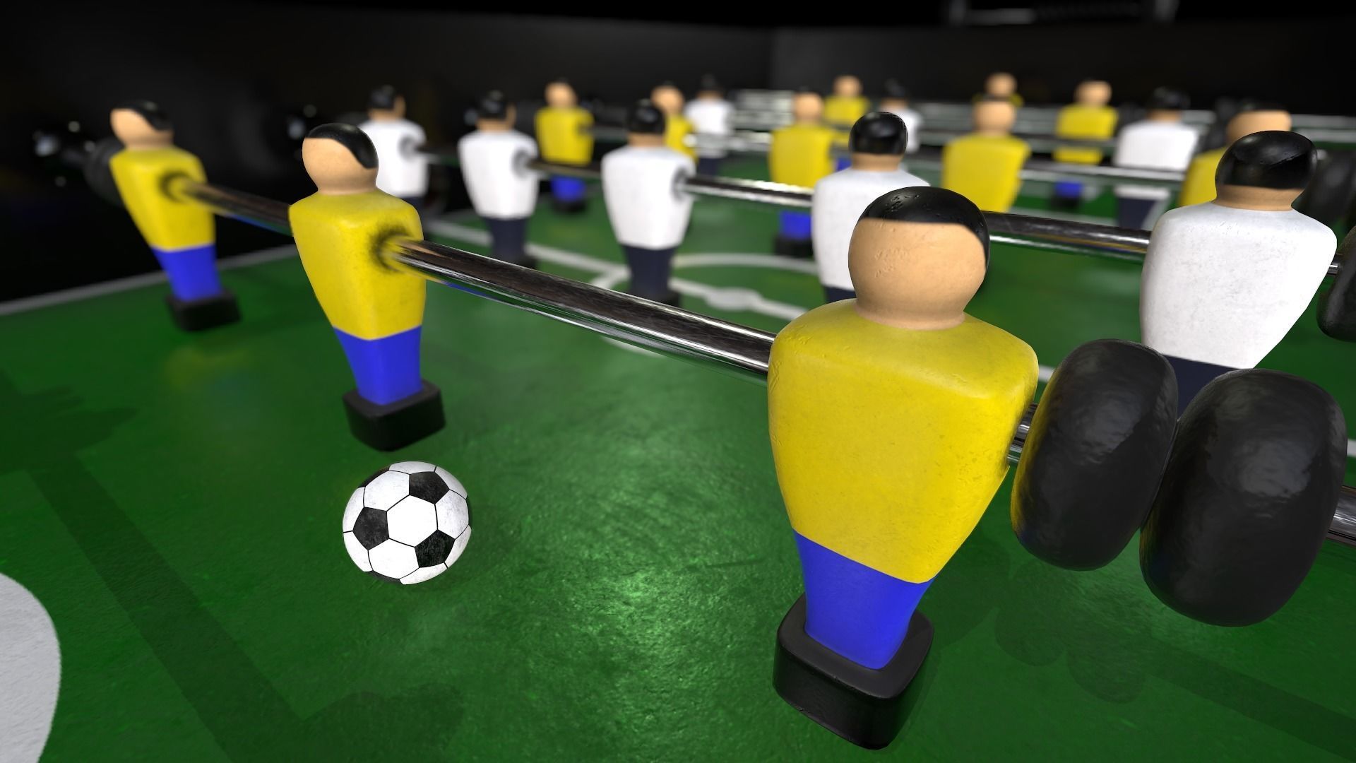 Foosball game table Low-poly 3D model_5