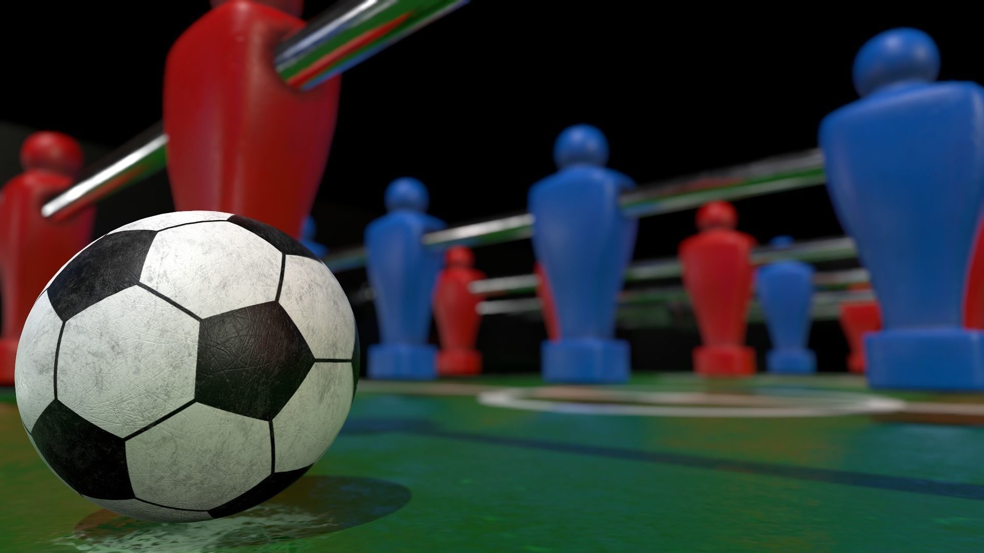 Foosball game table Low-poly 3D model_8