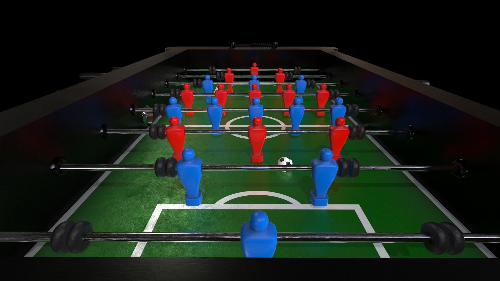 Foosball game table Low-poly 3D model_6