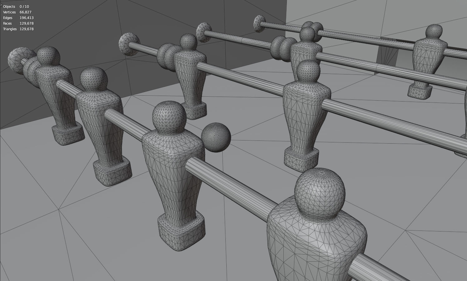 Foosball game table Low-poly 3D model_10