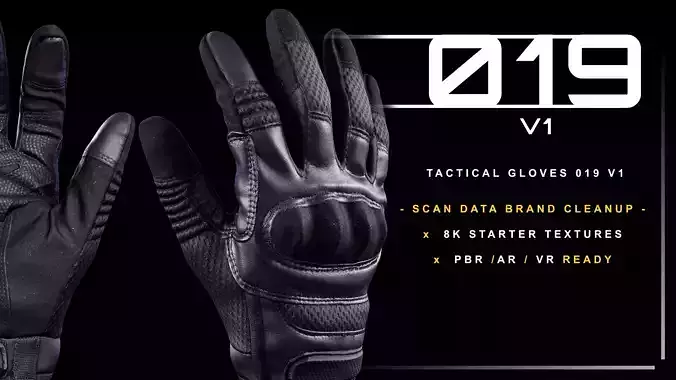 Tactical Gloves 019 v1 Low-poly 3D model