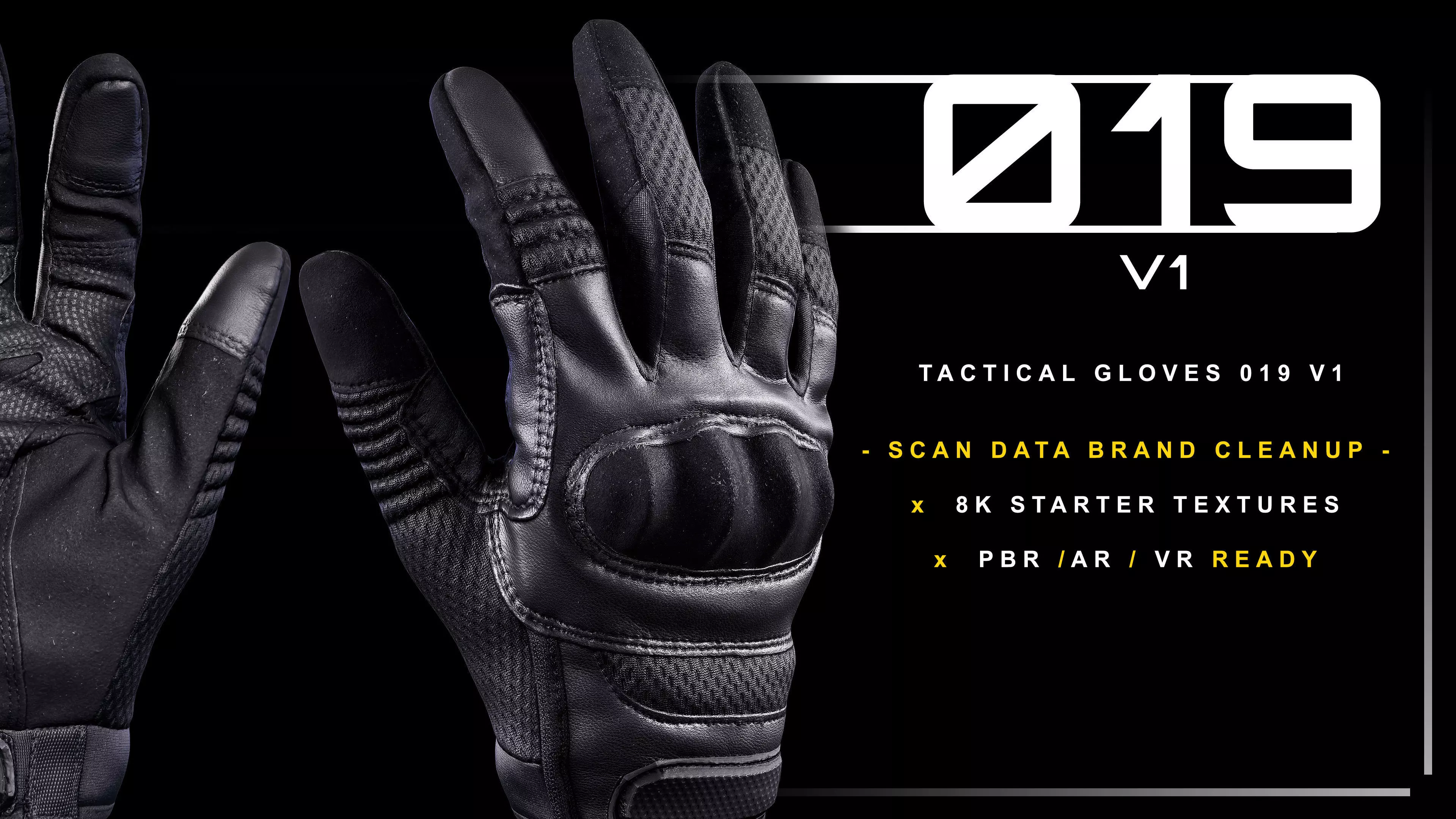 Tactical Gloves 019 v1 Low-poly 3D model_0