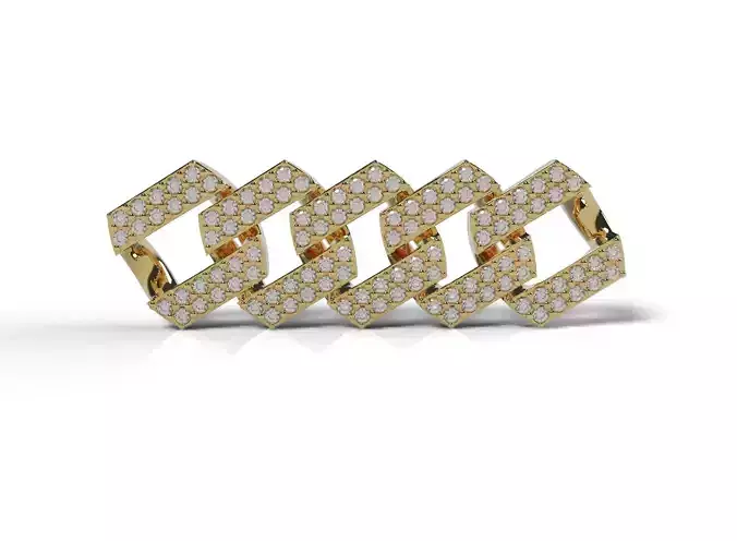 Cuban Links Flat Top 10mm with diamonds for Chain and Bracelet 3D print model