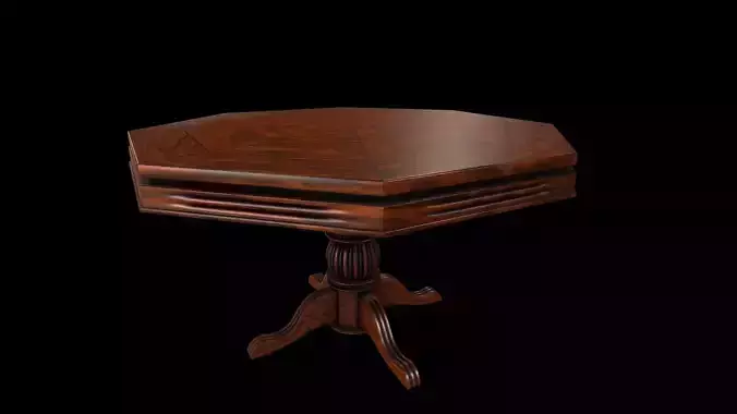 Octagonal wooden table for board games Low-poly 3D model