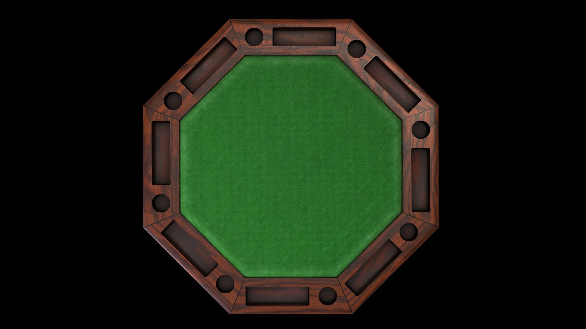 Octagonal wooden table for Poker - card games Low-poly 3D model_2