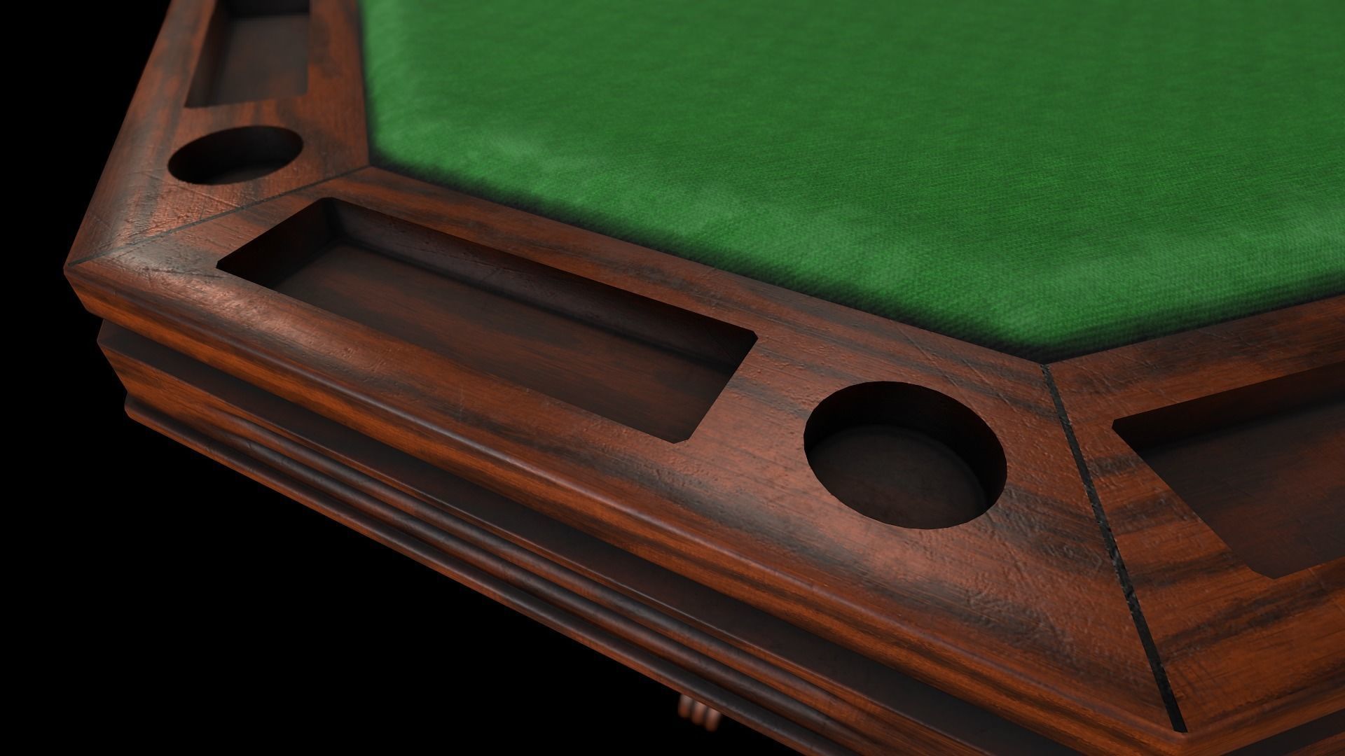 Octagonal wooden table for Poker - card games Low-poly 3D model_4