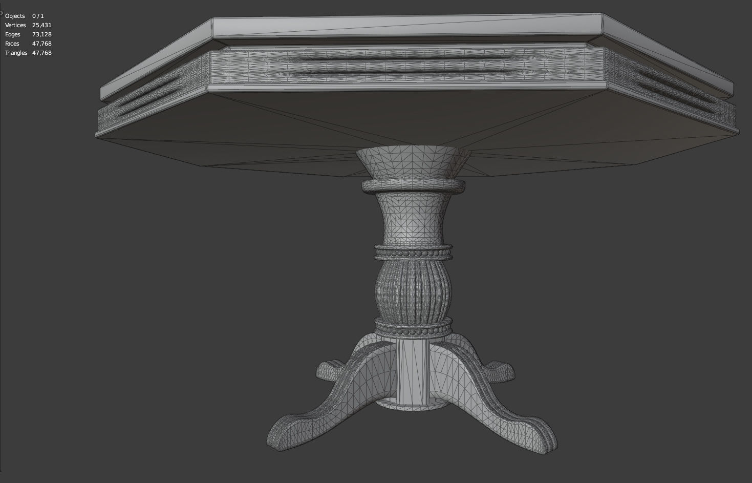 Octagonal wooden table for Poker - card games Low-poly 3D model_8