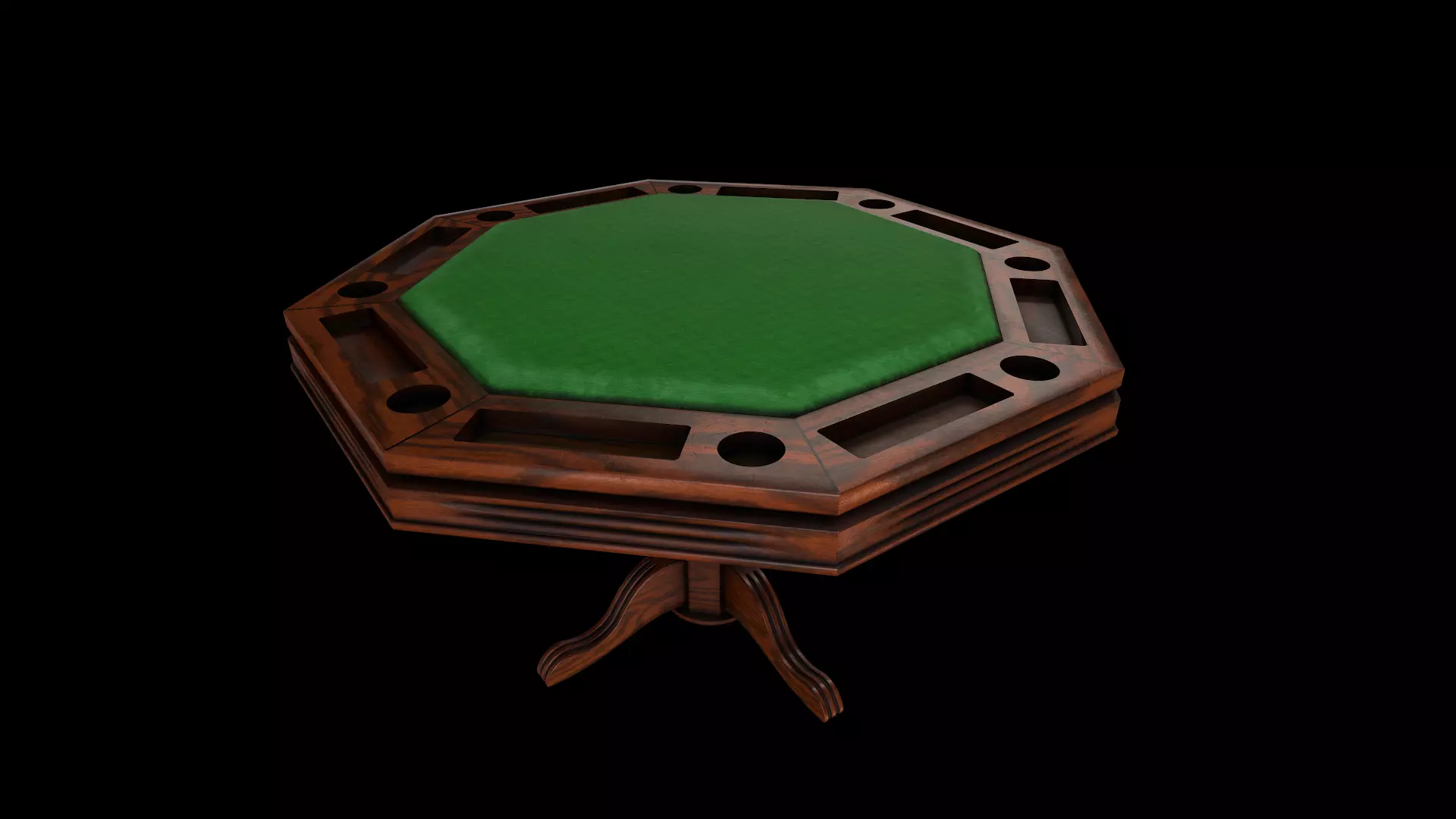 Octagonal wooden table for Poker - card games Low-poly 3D model_0