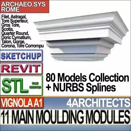 80 Architecture Moulding Modules Collection Revit STL Print 3D print model