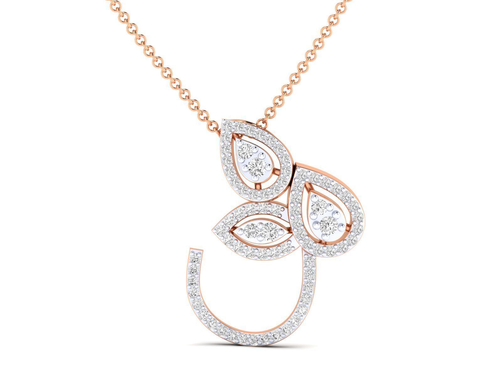 Women Pendant Earrings Ring set 3dm stl render detail 3D print model_3