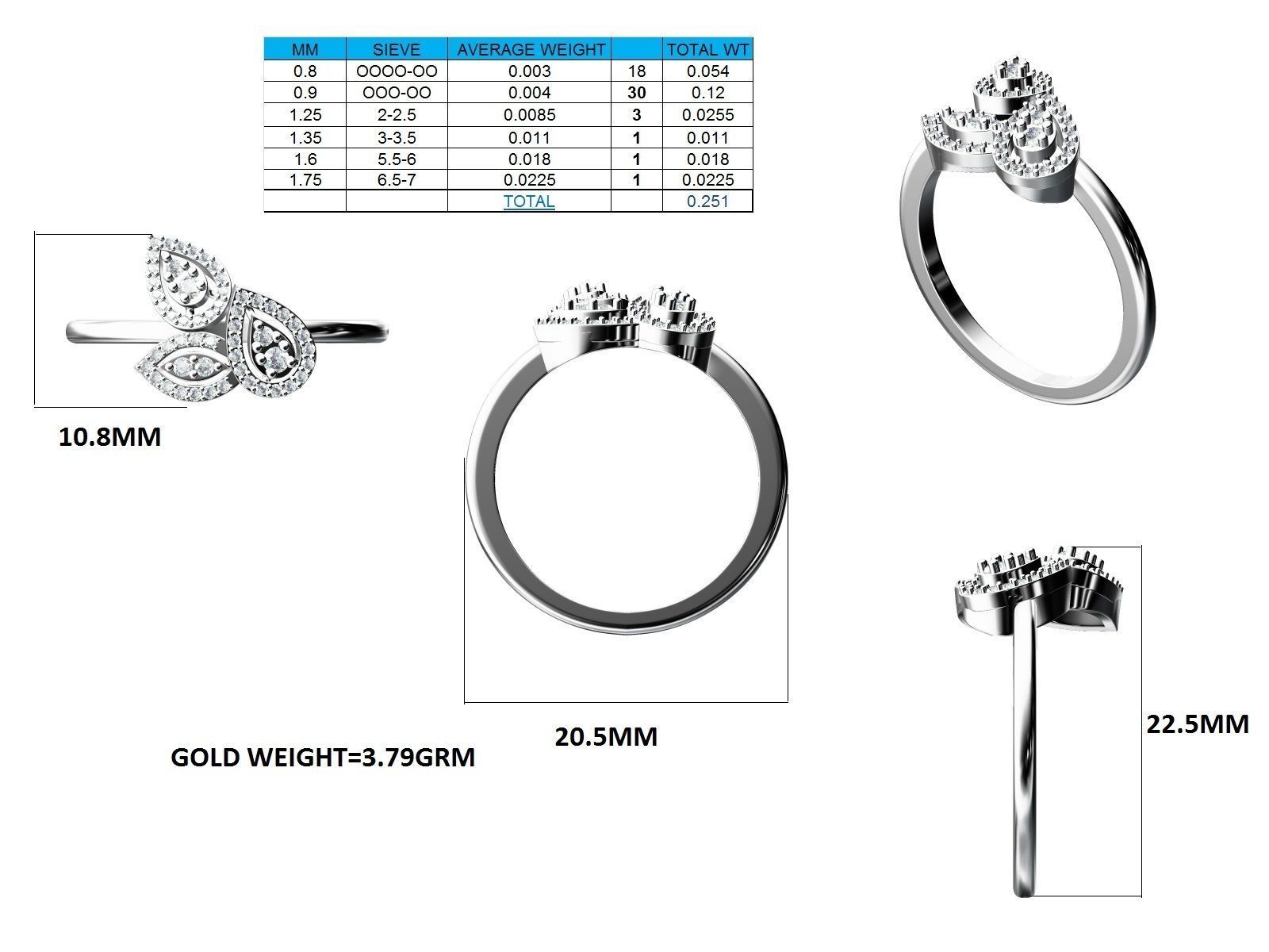 Women Pendant Earrings Ring set 3dm stl render detail 3D print model_52