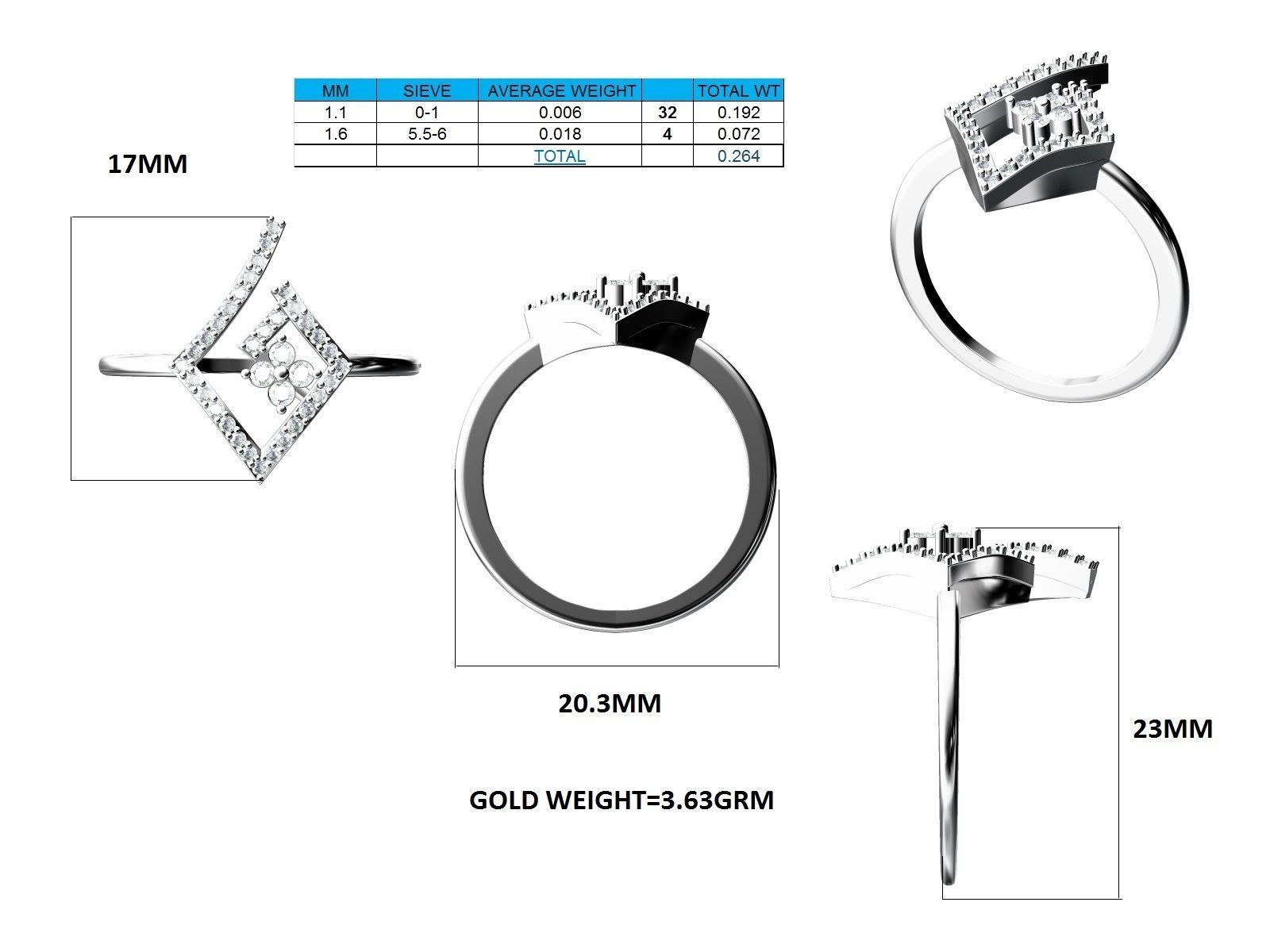 Women Pendant Earrings Ring set 3dm stl render detail 3D print model_61