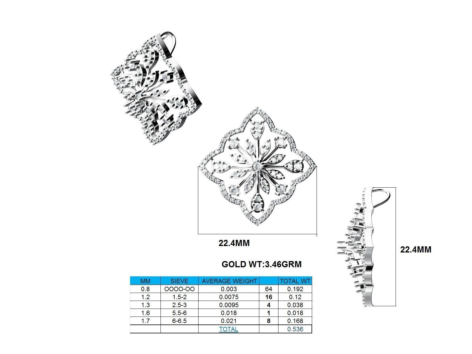 Women Pendant Earrings Ring set 3dm stl render detail 3D print model_21