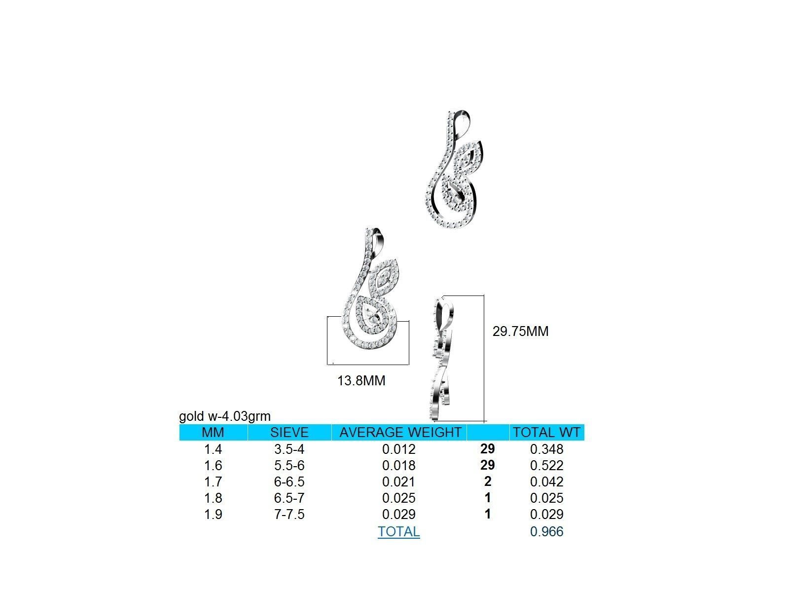 Women Pendant Earrings Ring set 3dm stl render detail 3D print model_63