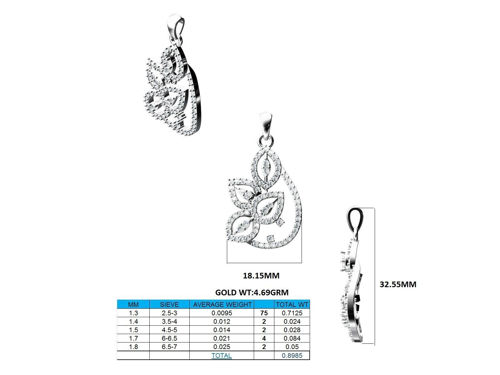 Women Pendant Earrings Ring set 3dm stl render detail 3D print model_21