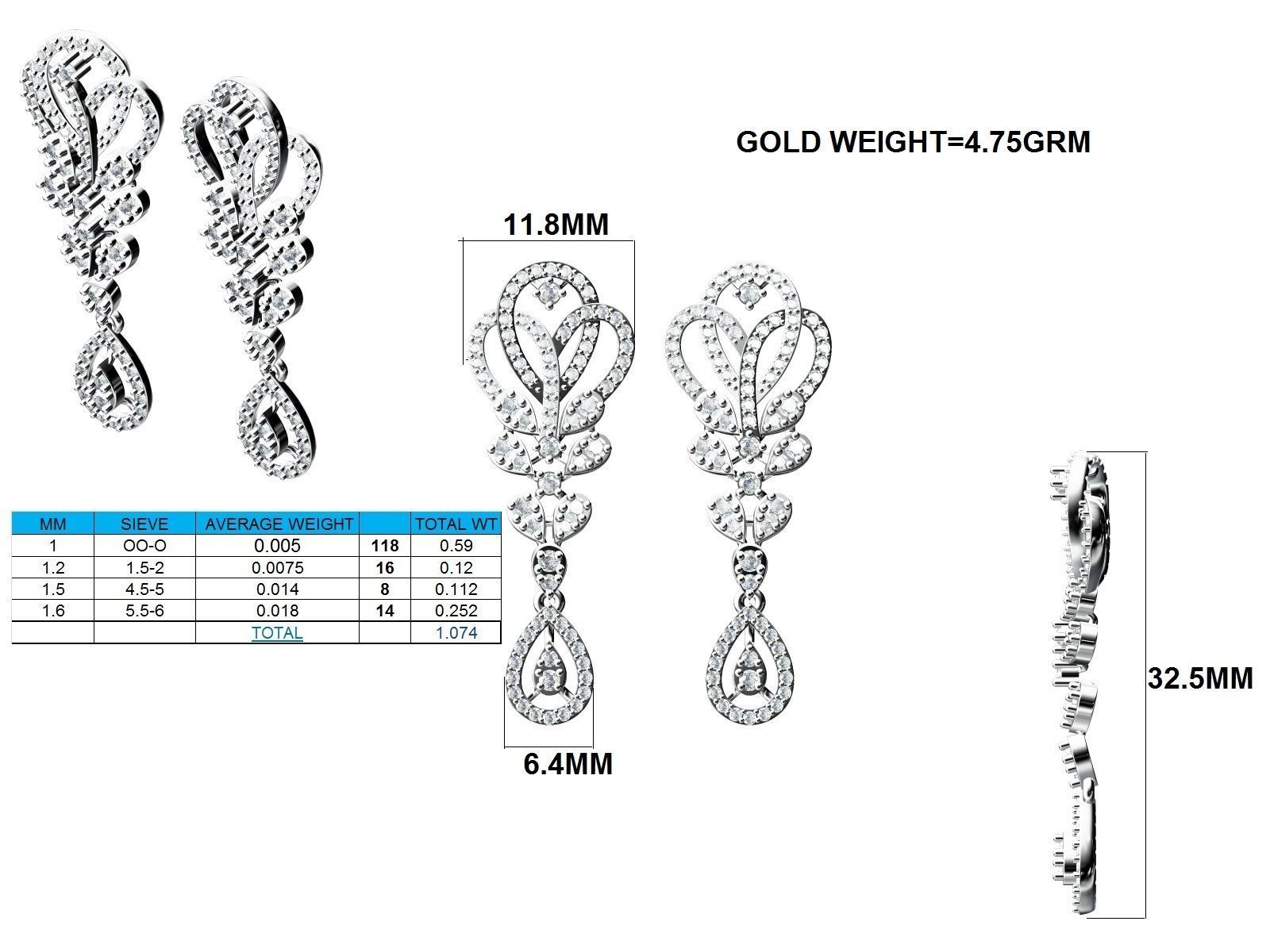 Women Pendant Earrings Ring set 3dm stl render detail 3D print model_39