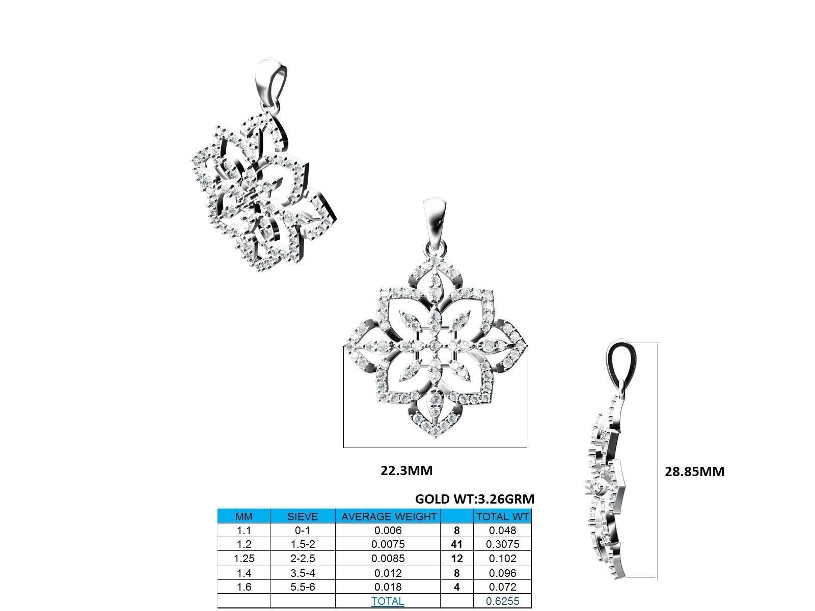 Women Pendant Earrings Ring set 3dm stl render detail 3D print model_21